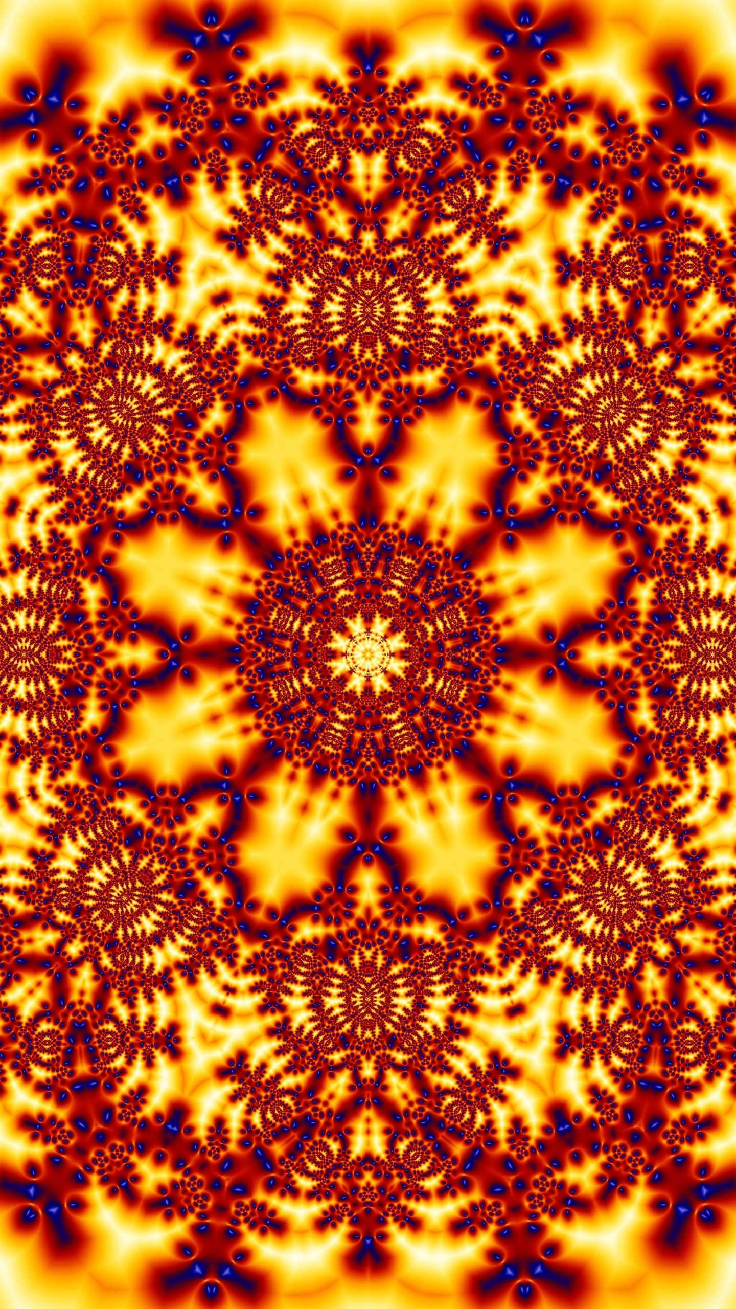 Обои дизайн, симметрия, фрактальное искусство, узор, желтый в разрешении 1440x2560