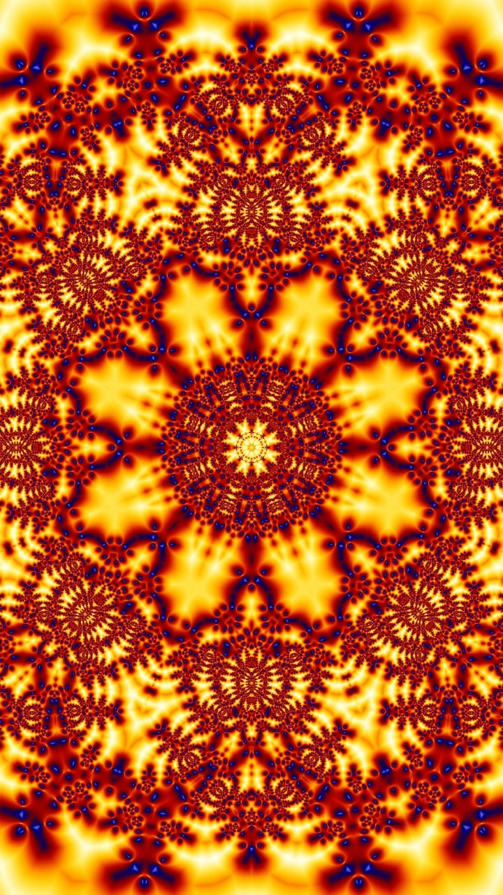 Обои дизайн, симметрия, фрактальное искусство, узор, желтый в разрешении 720x1280