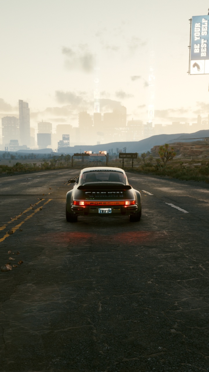 Обои переулок, Киберпанк 2077, cd projekt, легковые автомобили, облако в разрешении 720x1280