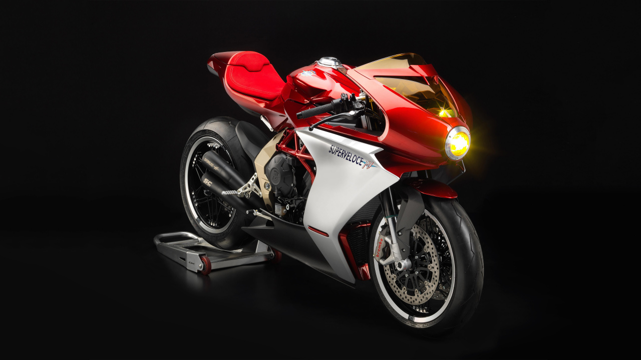 Обои mv agusta, мотоцикл, милливольт agusta brutale, супербайк, красный цвет в разрешении 1280x720