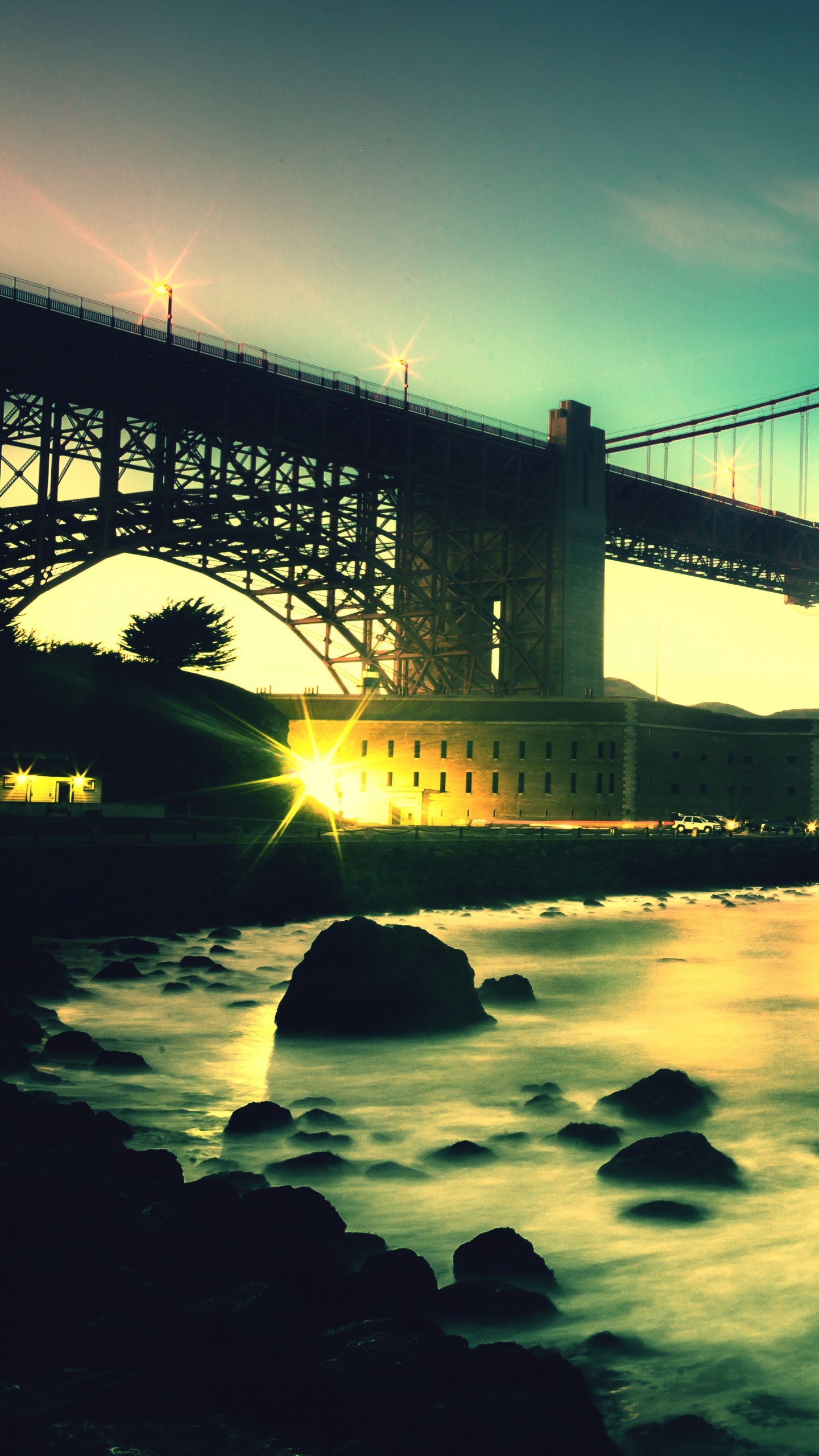 Обои мост Golden Gate, мост, вода, горизонт, вечер в разрешении 1440x2560