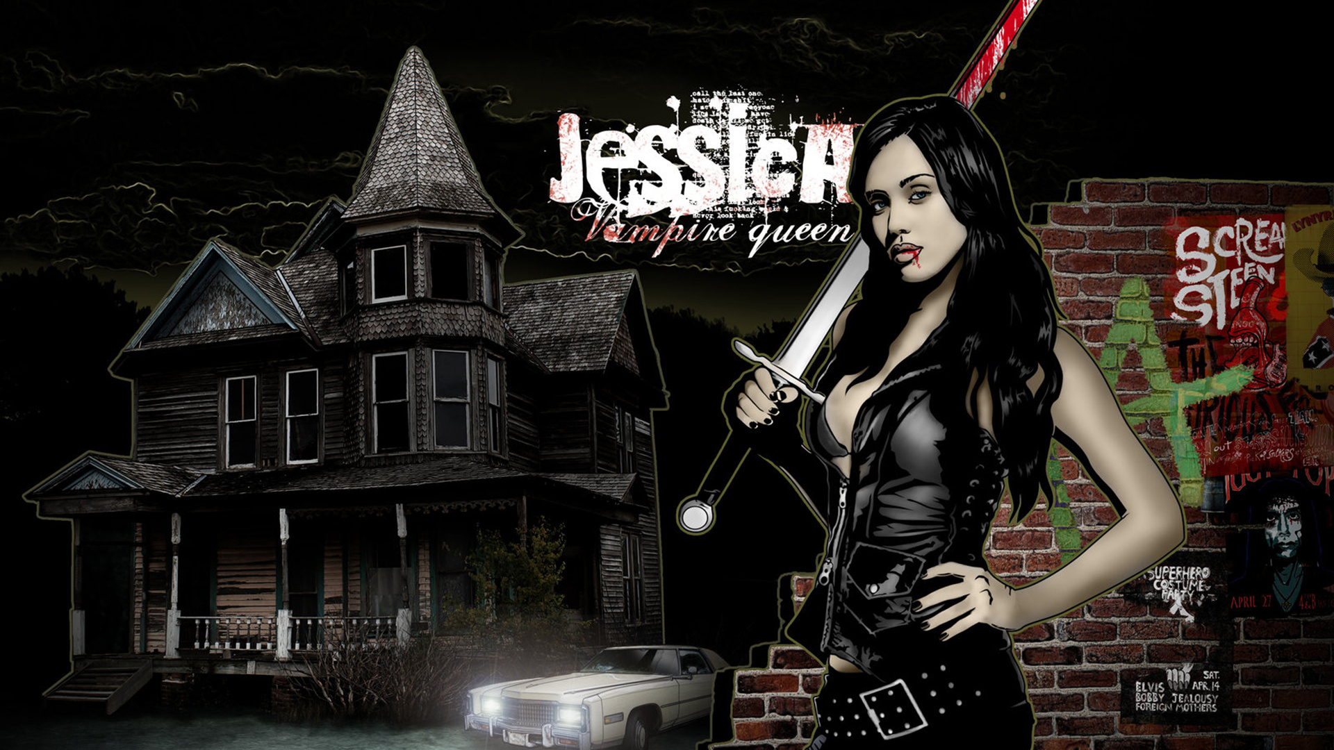 Обои арт, фан арт, компьютерная игра, темнота, Перед домом в разрешении 1920x1080