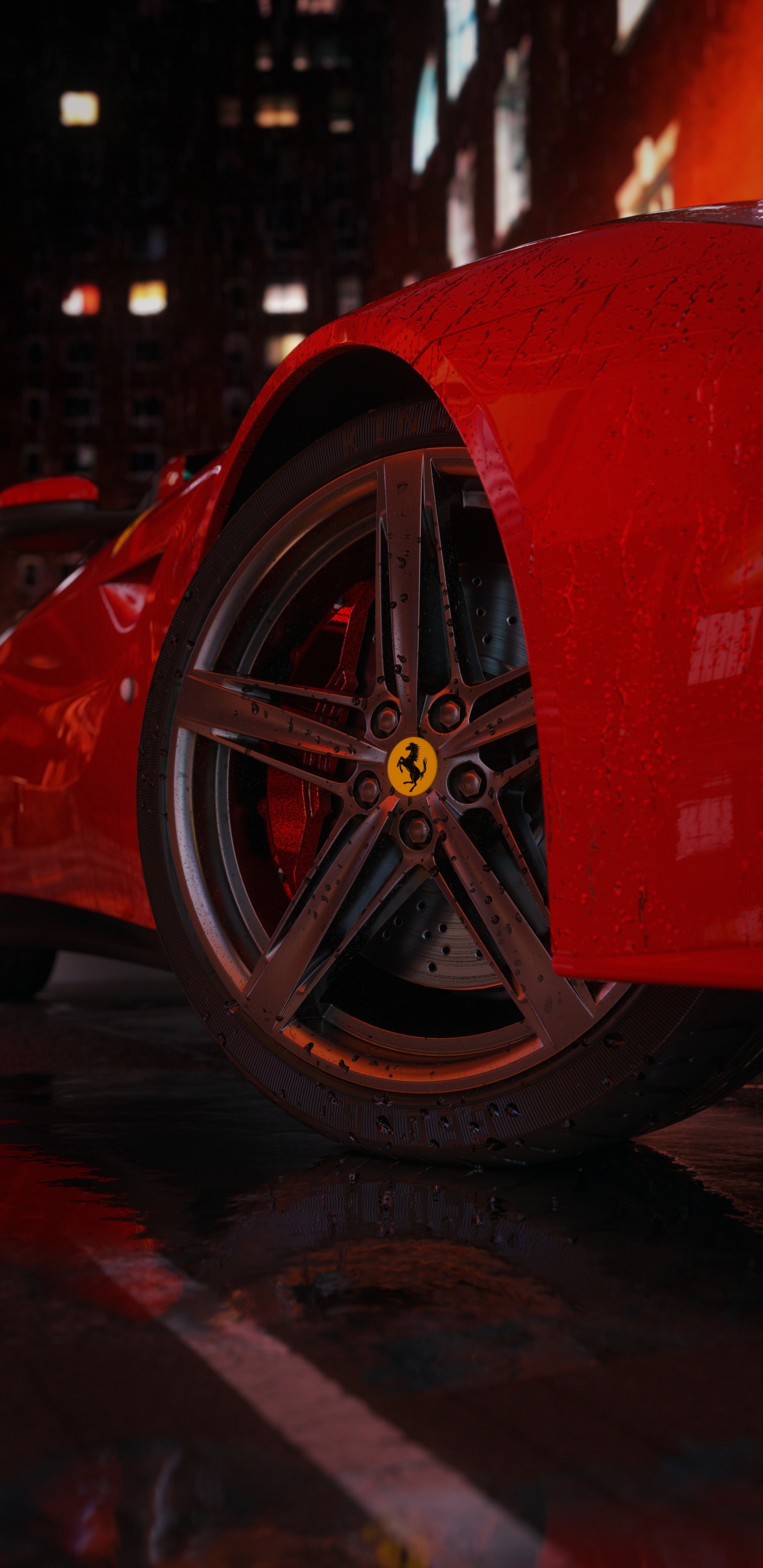 Обои Литые диски, спорткар, легковые автомобили, колесо, автомобильное освещение в разрешении 1440x2960