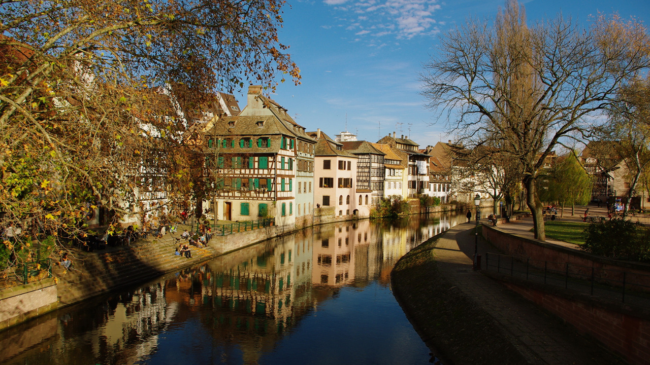 Обои Петит-Франция, Париж, водный путь, отражение, канал в разрешении 1280x720