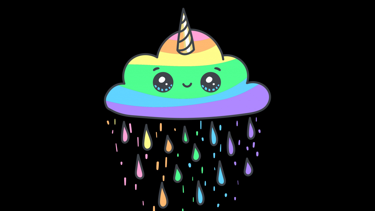 Обои единорог, зеленый, вода, анимация, таблица в разрешении 1280x720