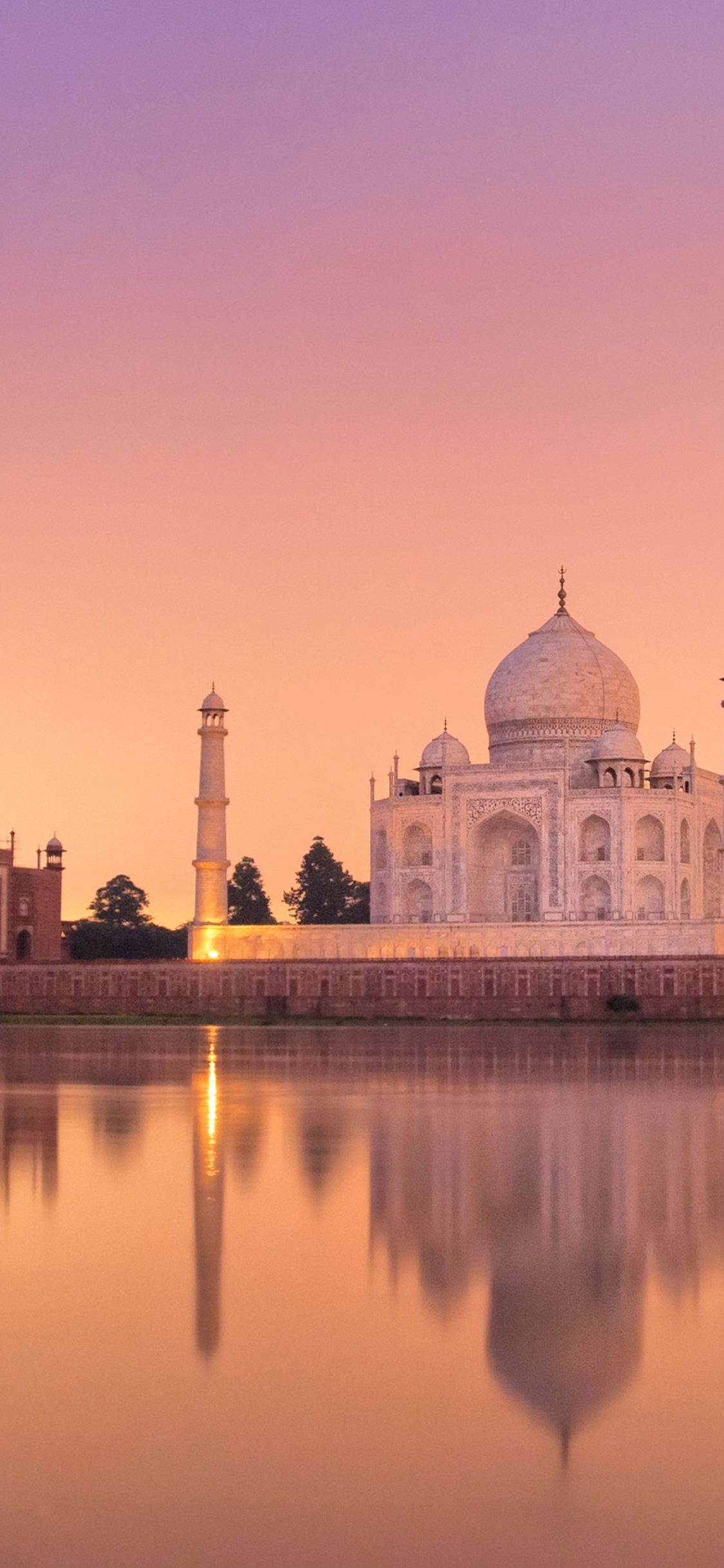 Обои Тадж-Махал, Агра Форт, путешествие, ориентир, отражение в разрешении 1125x2436