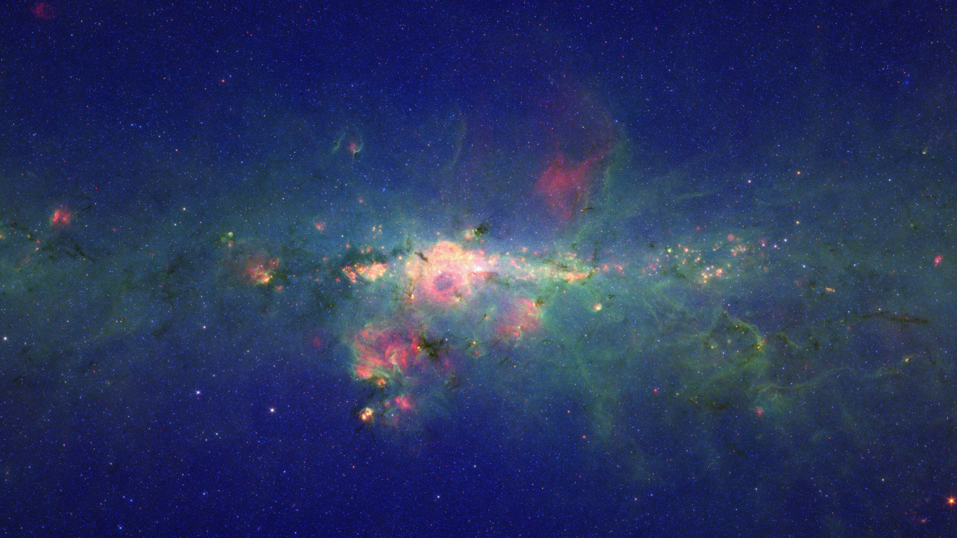 Обои Млечный Путь, Галактика, космический телескоп спитцер, звезда, туманность в разрешении 1366x768