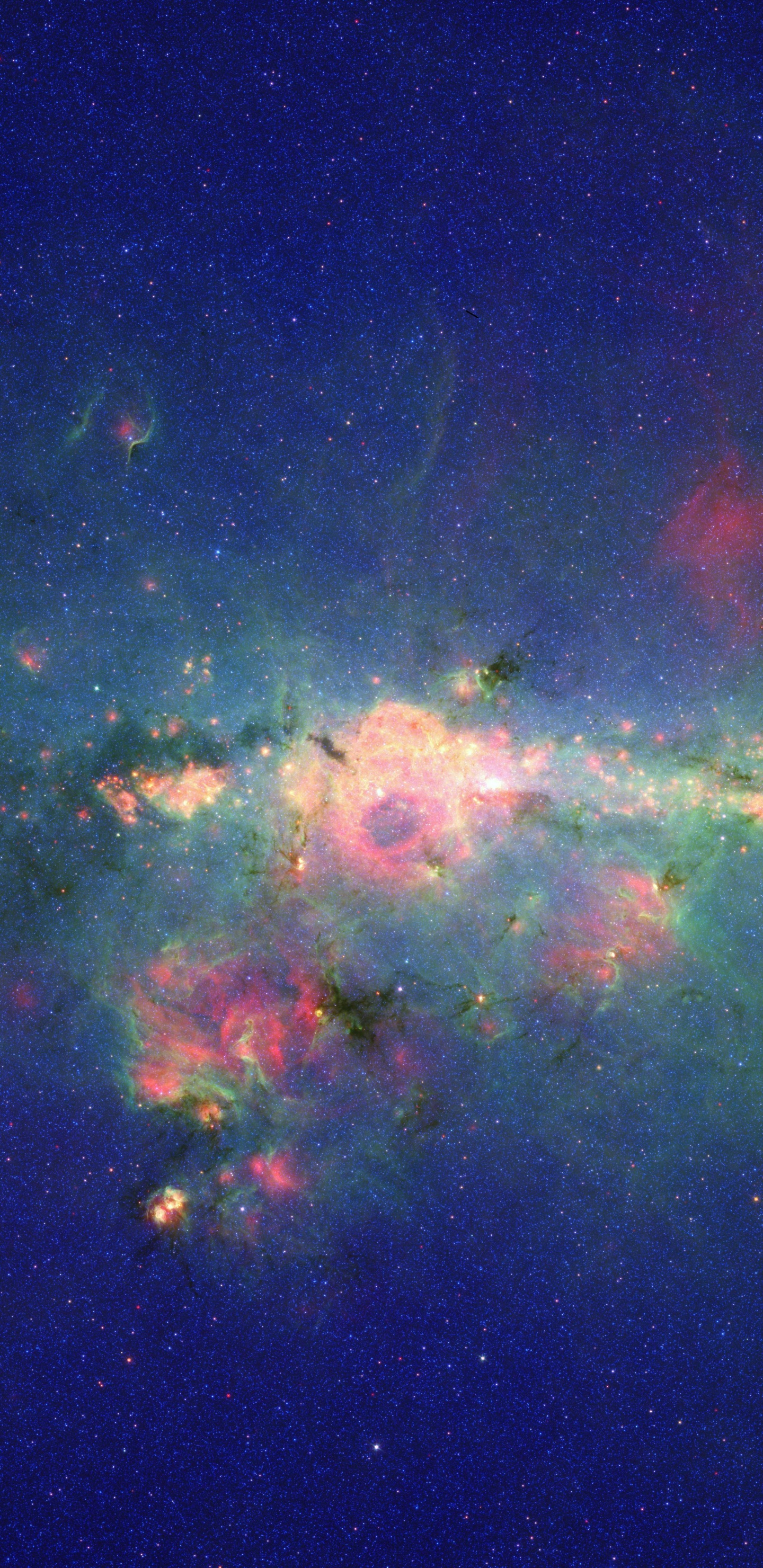 Обои Млечный Путь, Галактика, космический телескоп спитцер, звезда, туманность в разрешении 1440x2960