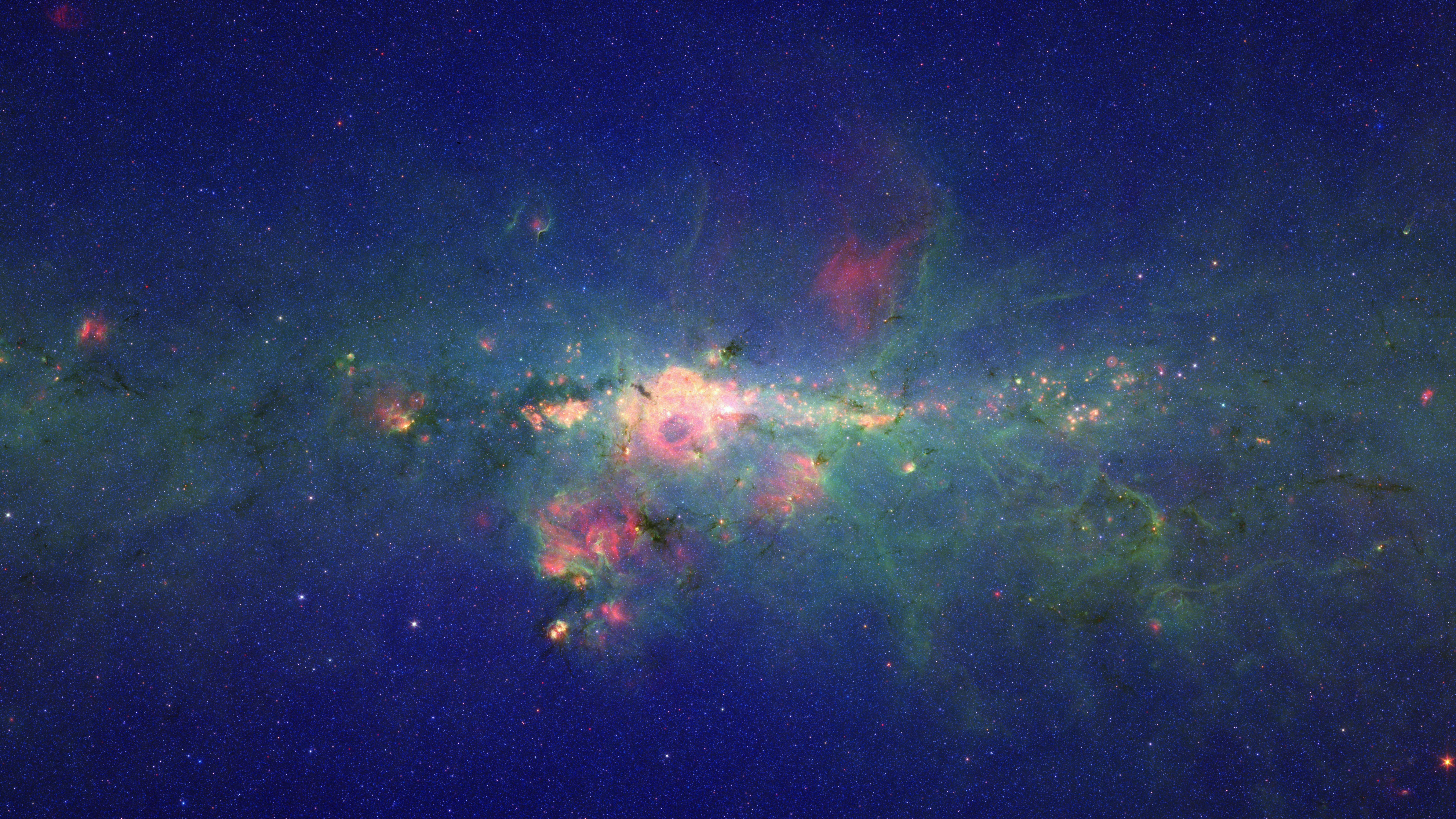 Обои Млечный Путь, Галактика, космический телескоп спитцер, звезда, туманность в разрешении 7680x4320