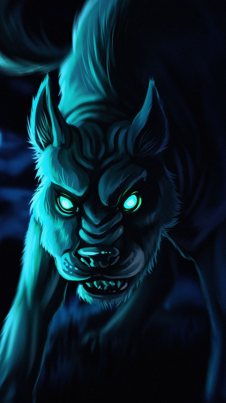 Обои мифическое существо, анимация, морда, клык, бакенбарды в разрешении 750x1334