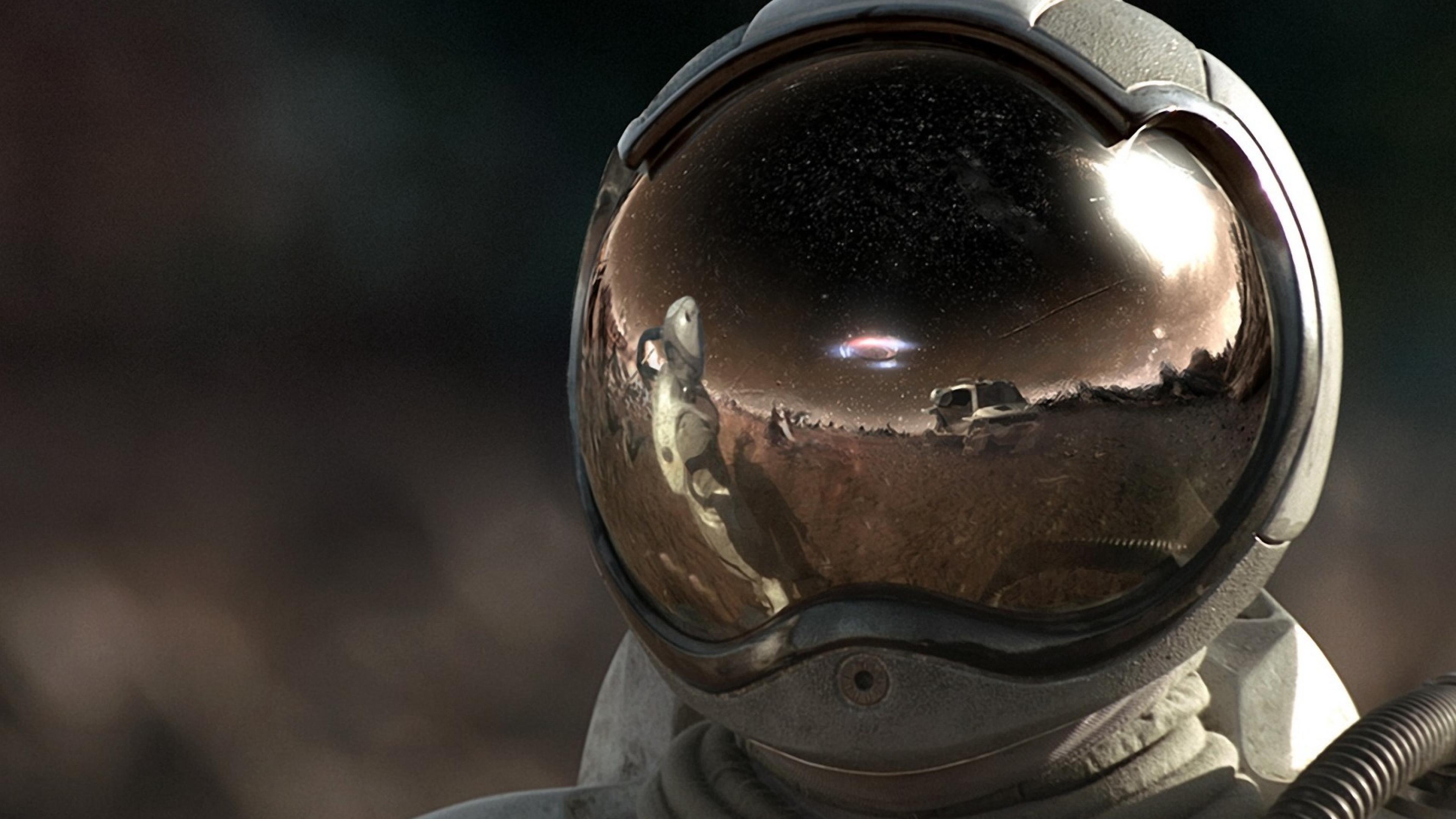 Обои астронавт, шлем, космическое пространство, внеземная жизнь, мотоциклетный шлем в разрешении 3840x2160