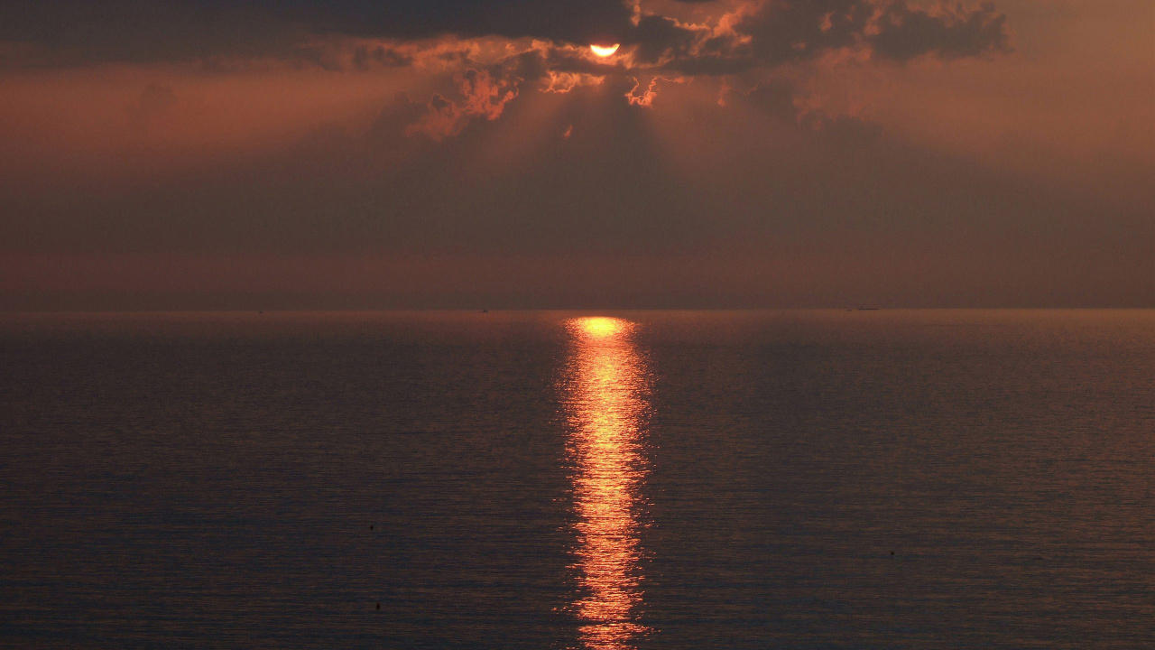 Обои закат, восход солнца, вечер, горизонт, море в разрешении 1280x720
