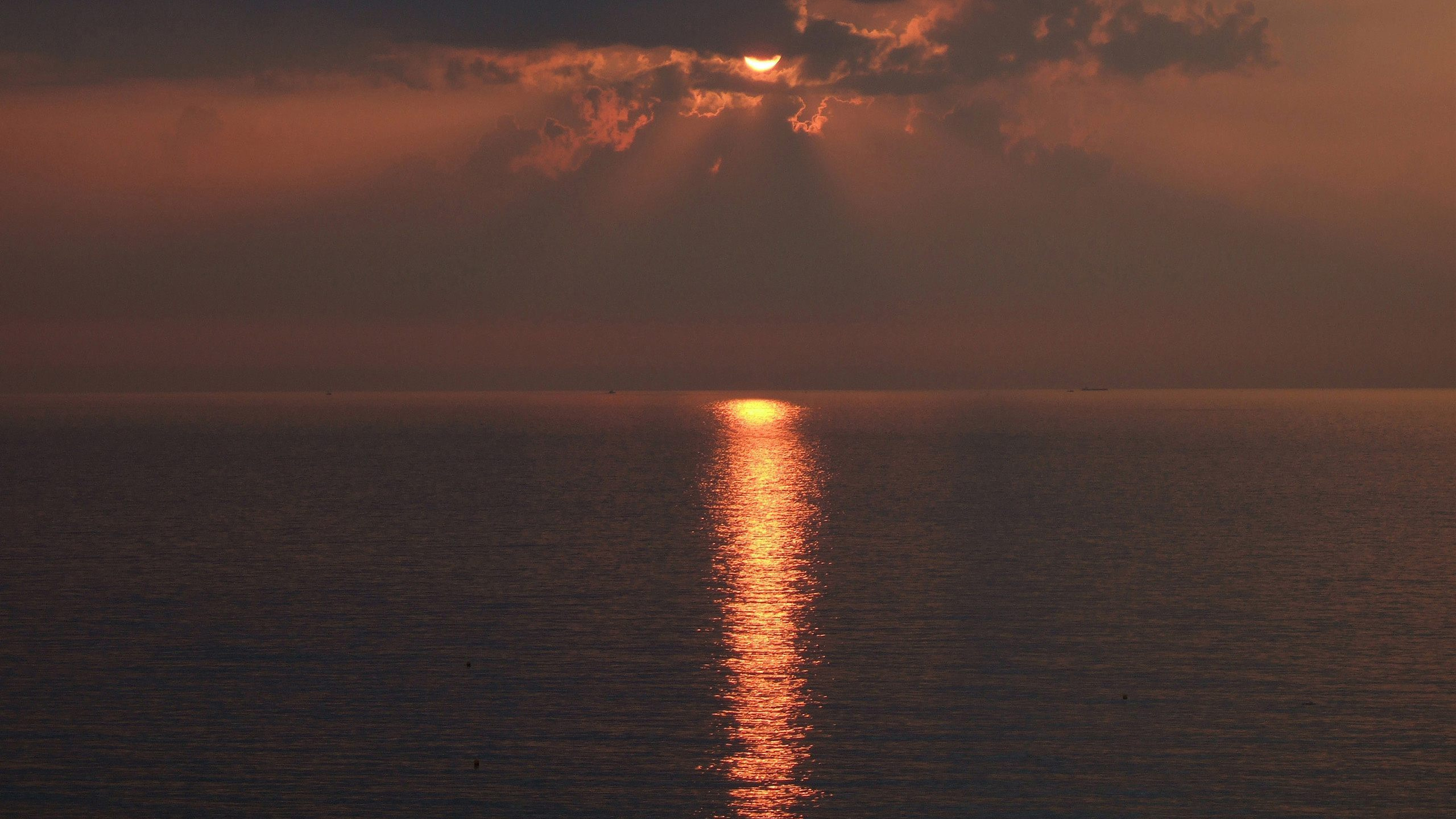 Обои закат, восход солнца, вечер, горизонт, море в разрешении 2560x1440