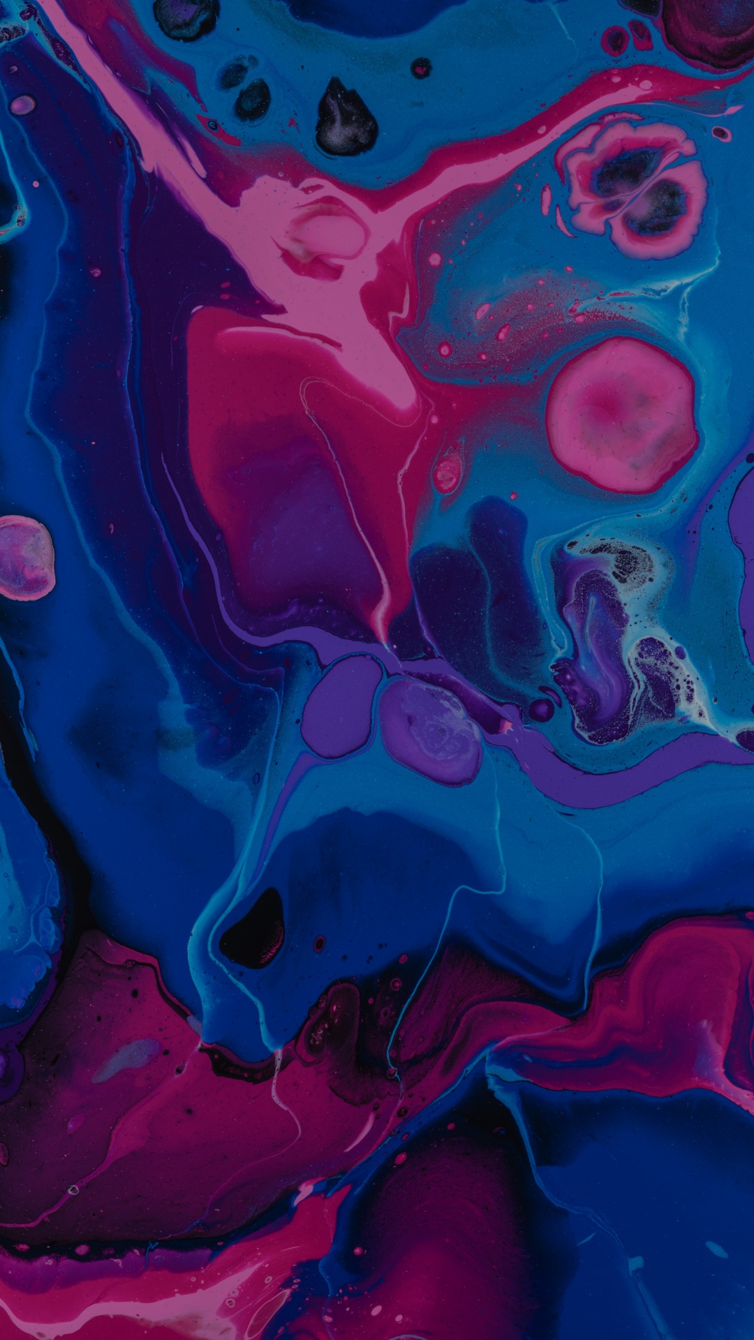 Обои пурпур, синий, арт, акриловая краска, психоделическое искусство в разрешении 1080x1920