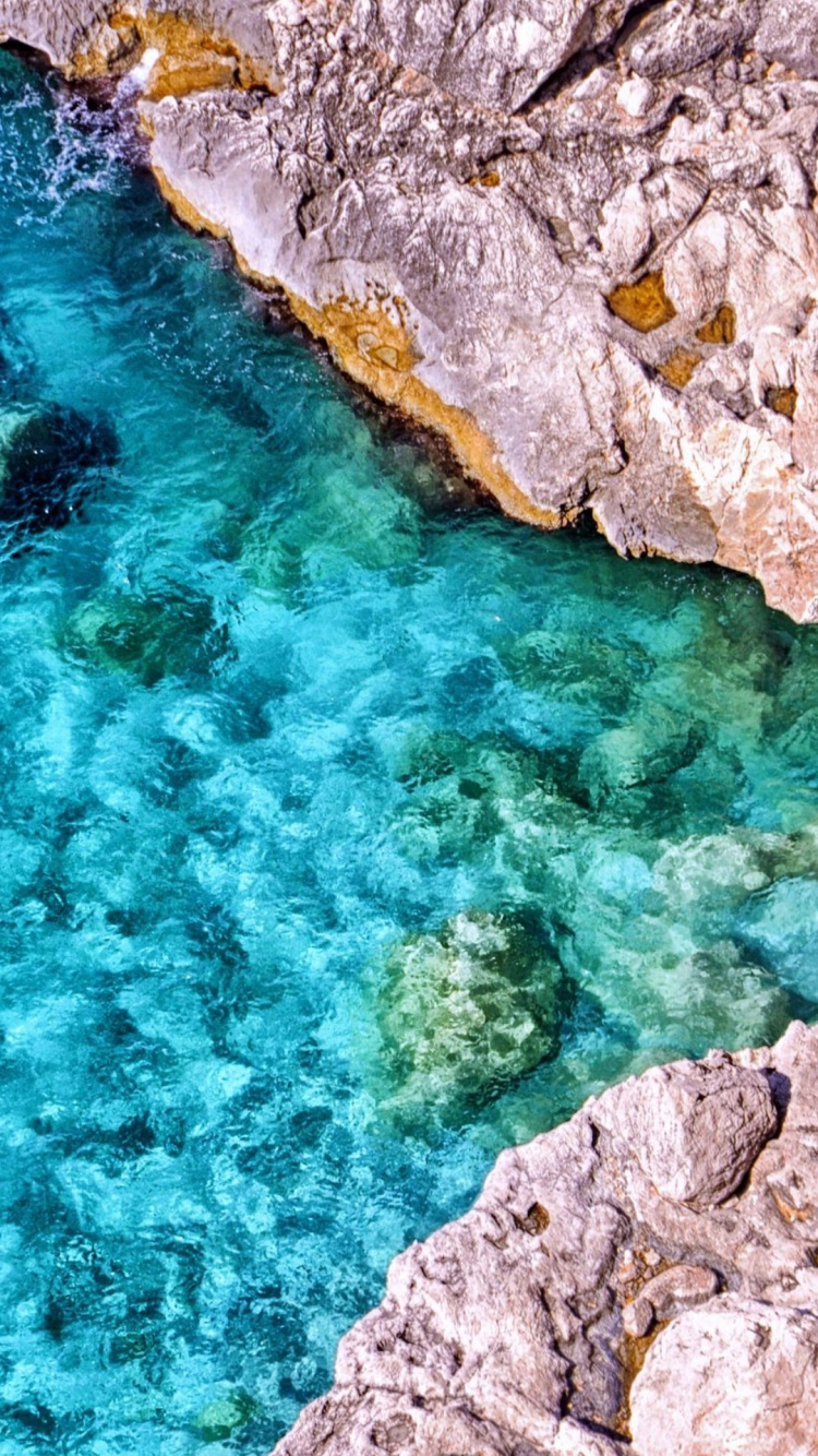 Обои рок, гидроресурсы, вода, лазурный, зеленый в разрешении 750x1334