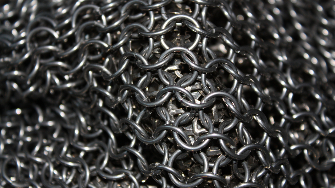 Обои металл, узор, цепь, монохромный, ячейка в разрешении 1280x720