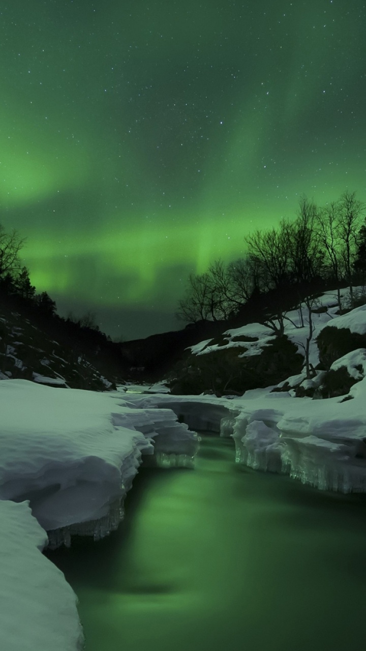 Обои Аврора, природа, зеленый, природный ландшафт, вода в разрешении 720x1280