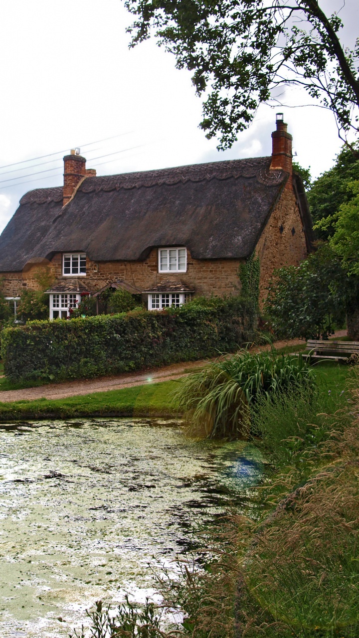 Обои вода, Sibford Гауэр, коттедж, здание, свойство в разрешении 720x1280