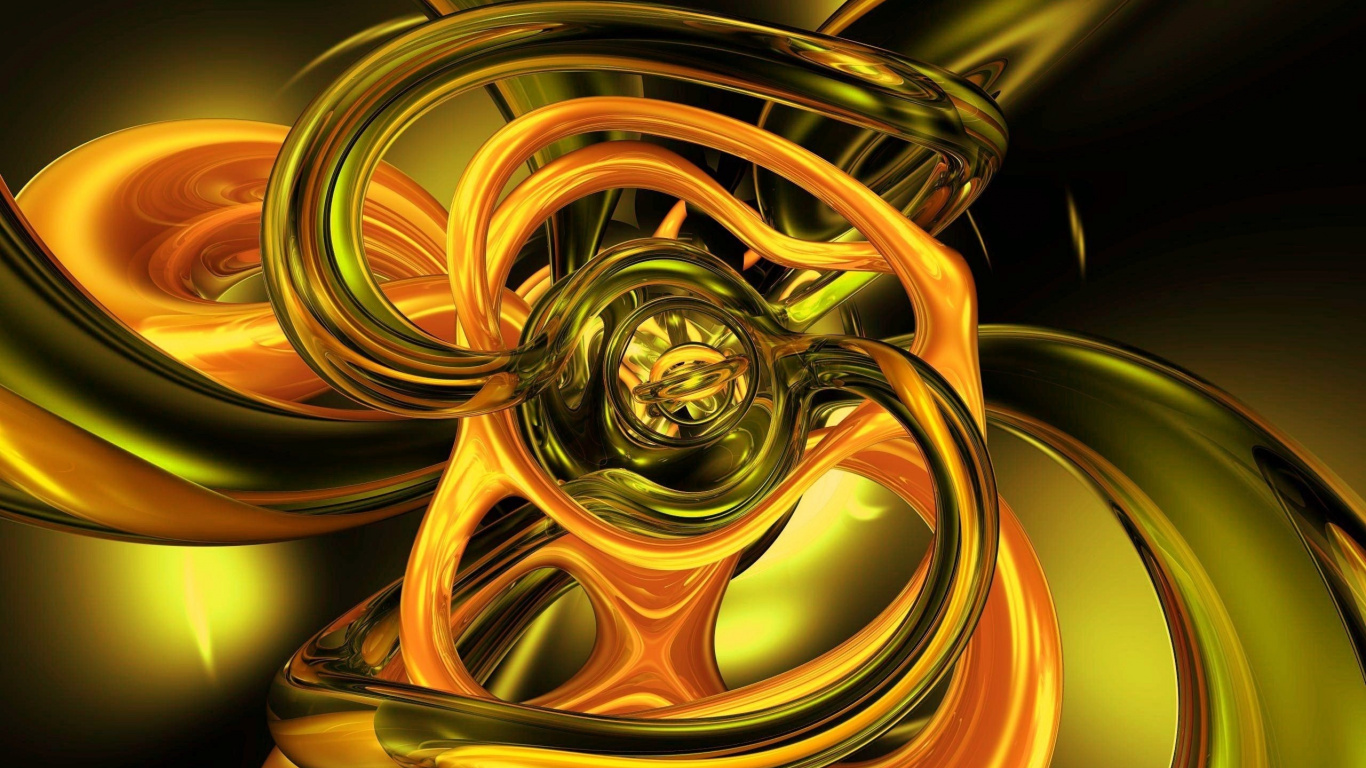 Обои абстракция, фрактальное искусство, желтый, арт, графика в разрешении 1366x768