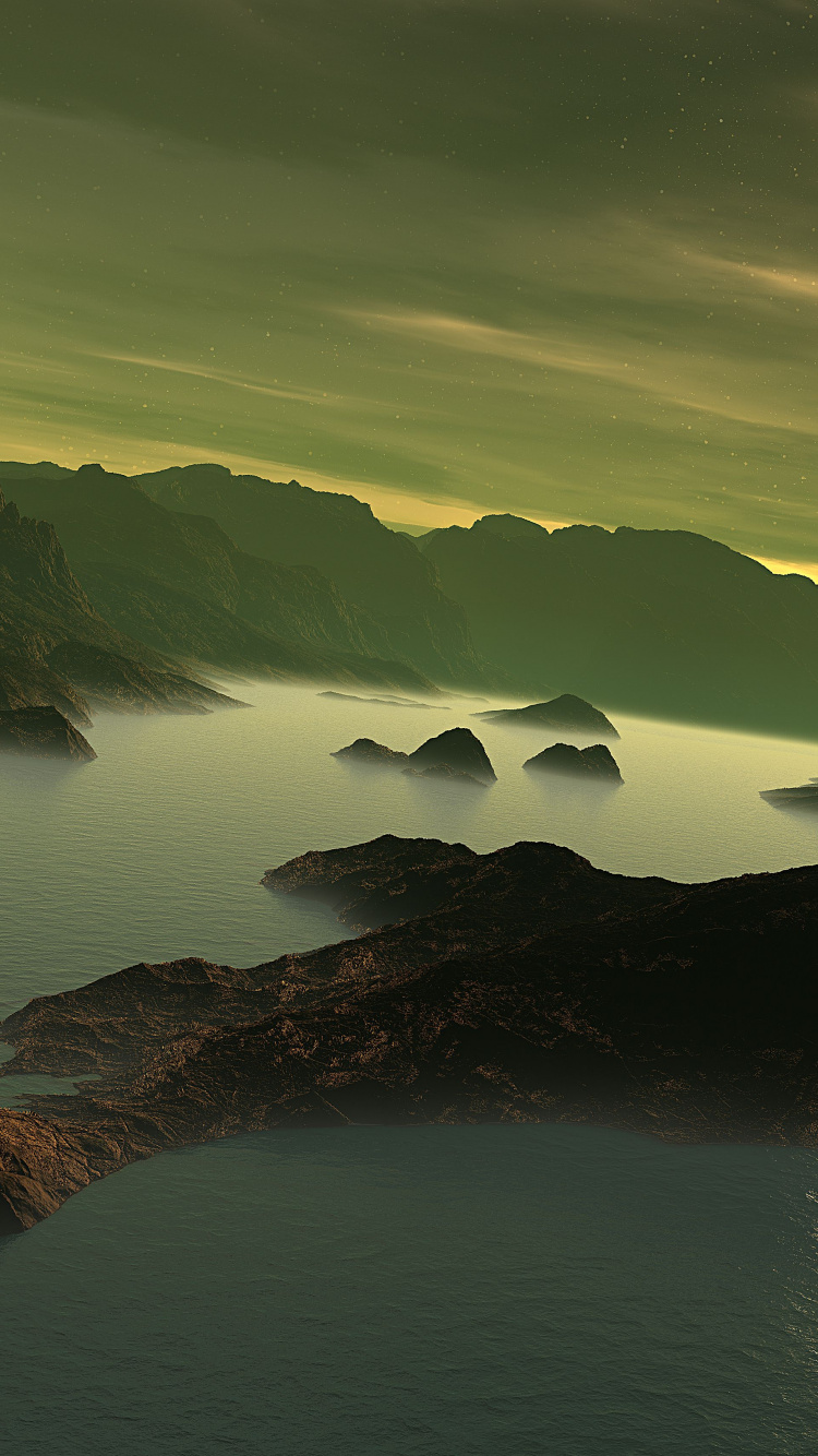 Обои природа, нагорье, гора, фьорд, вода в разрешении 750x1334