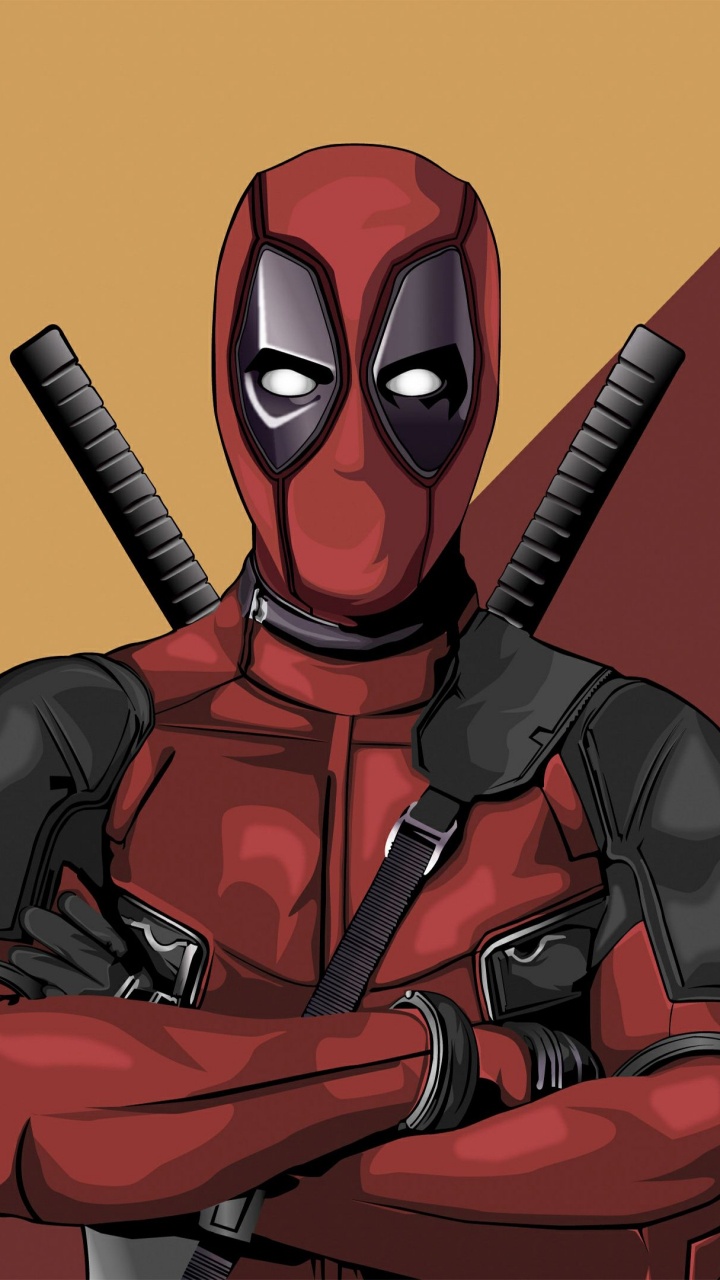 Обои дэдпул, векторная графика, супергерой, цифровое искусство, иллюстрация в разрешении 720x1280