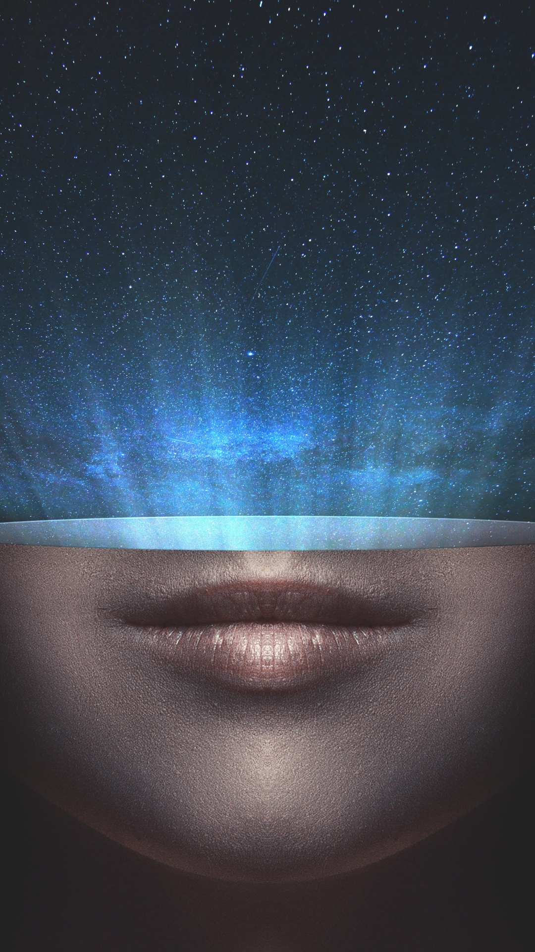 Обои Вселенная, космос, лицо, синий, голова в разрешении 1080x1920