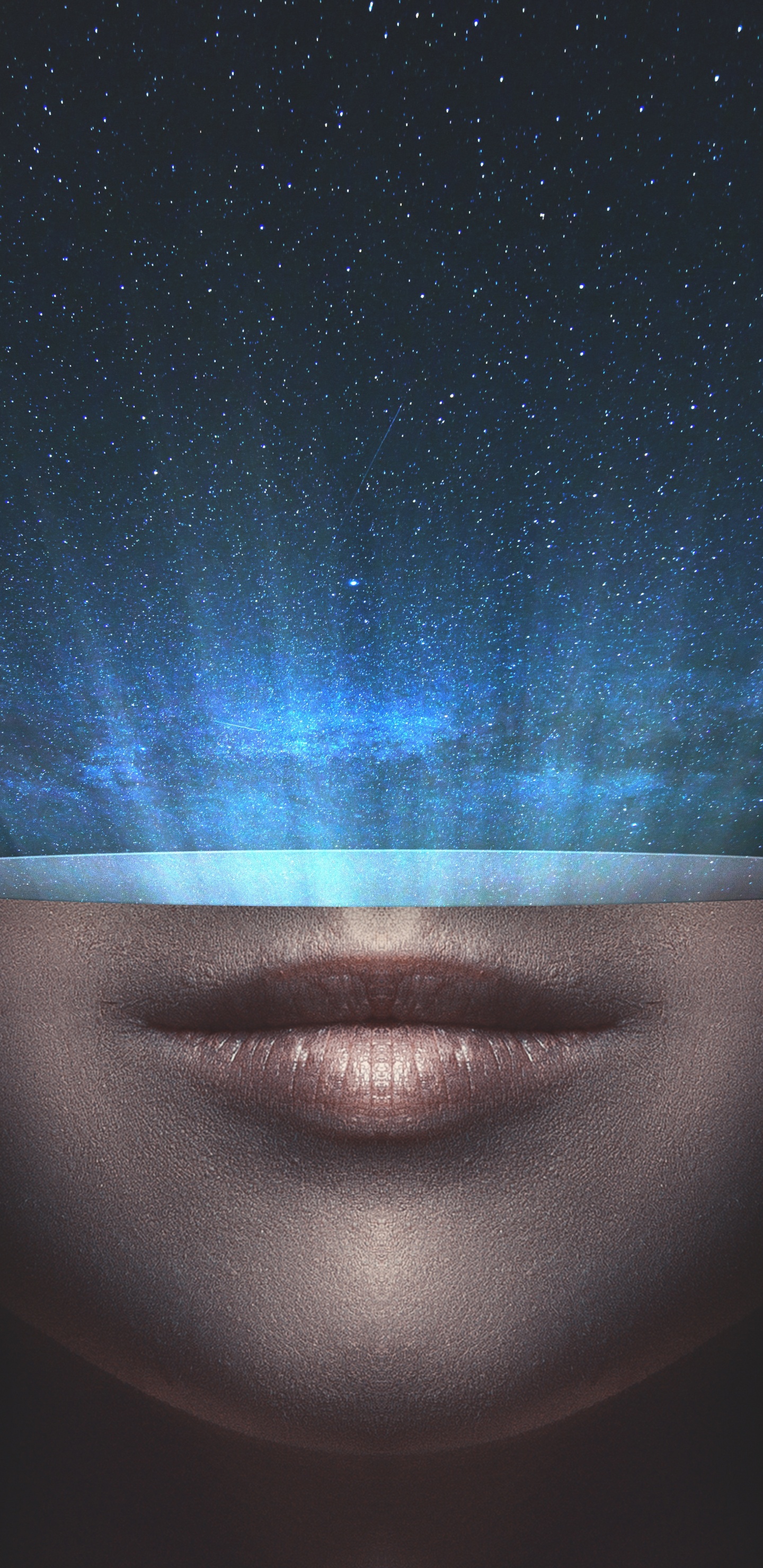 Обои Вселенная, космос, лицо, синий, голова в разрешении 1440x2960