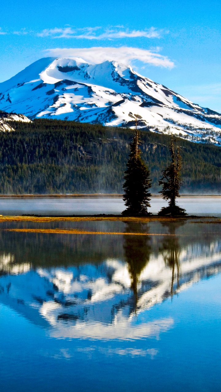 Обои природа, отражение, гора, вода, озеро в разрешении 720x1280