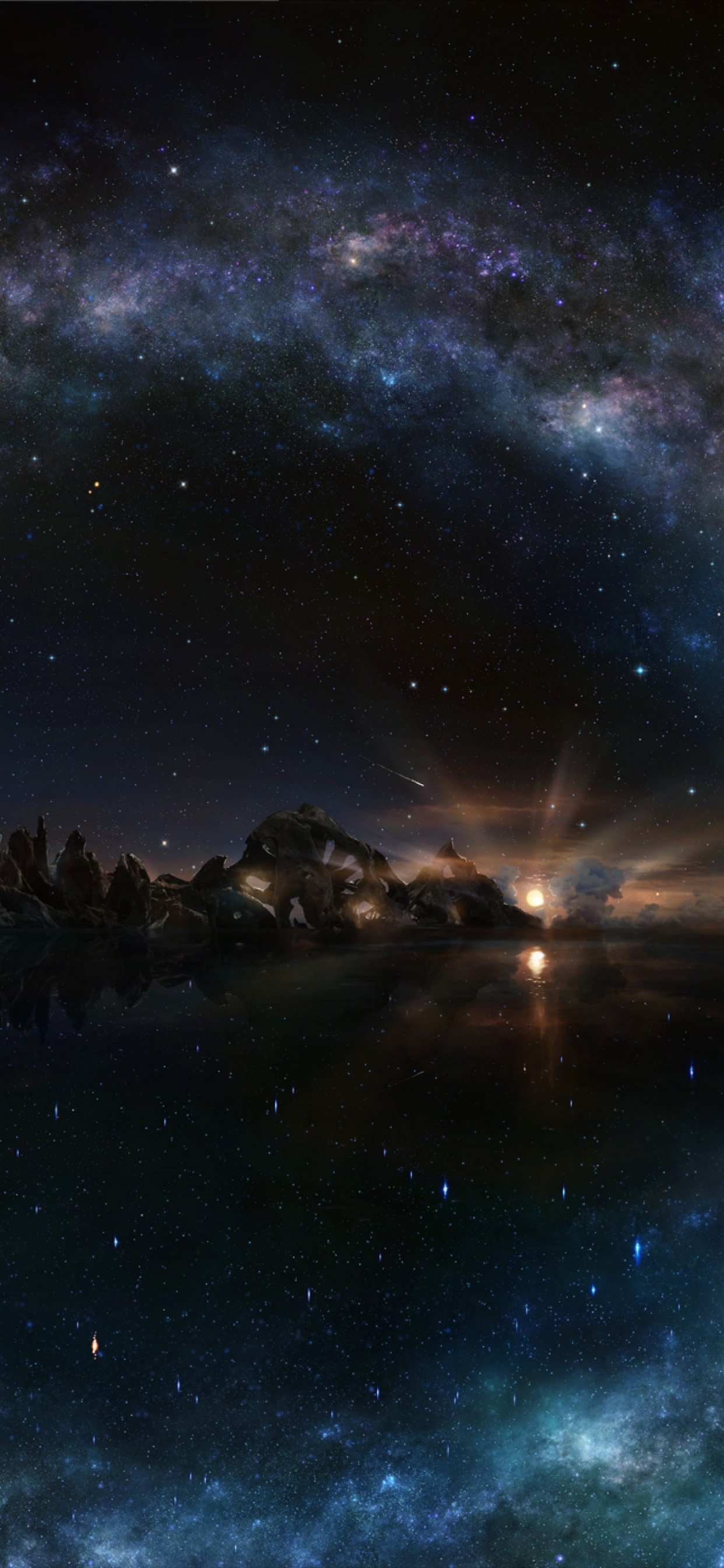 Обои ночное небо, ночь, звезда, природа, атмосфера в разрешении 1242x2688