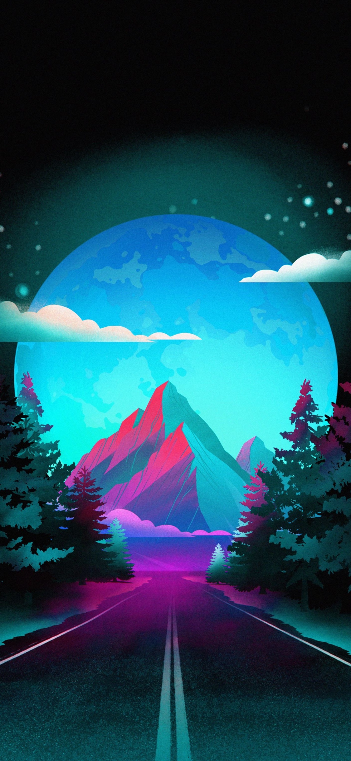 Обои природа, гора, дорога, мир, растение в разрешении 1125x2436