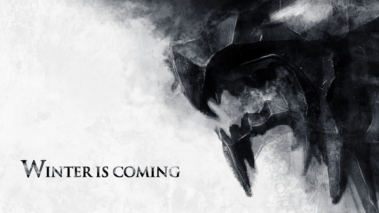 Обои Скоро Зима, текст, дым, монохромный, пасть в разрешении 1280x720