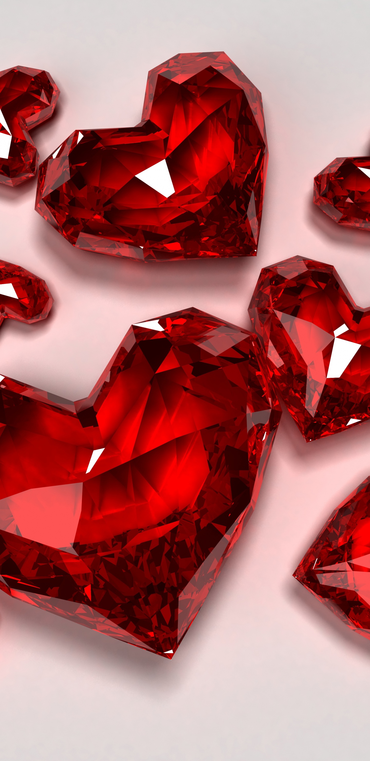 Обои сердце, алмаз, красный алмаз, красный цвет, День Святого Валентина в разрешении 1440x2960