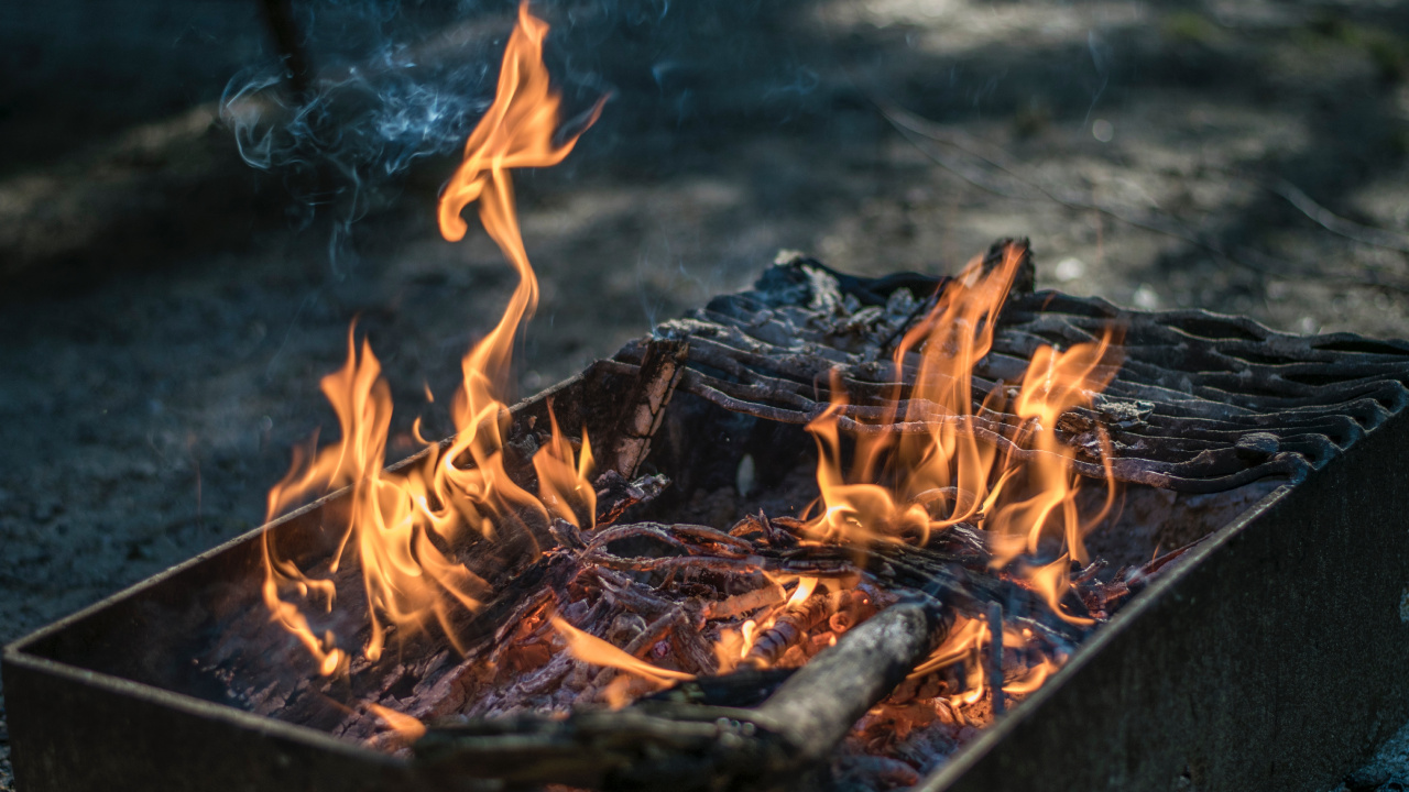 Обои костер, огонь, яма пожара, пламя, тепло в разрешении 1280x720