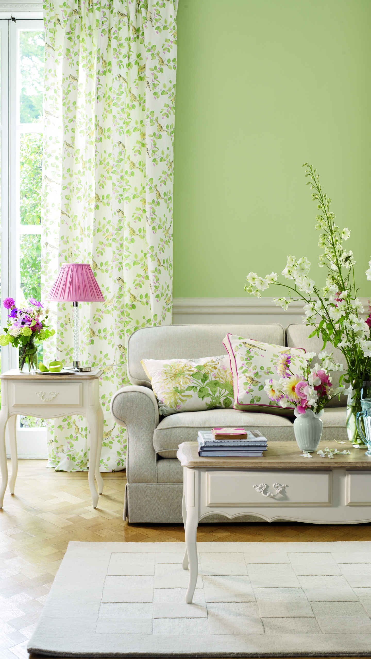 Обои занавес, ткань, гостиная комната, комната, дизайн интерьера в разрешении 1440x2560