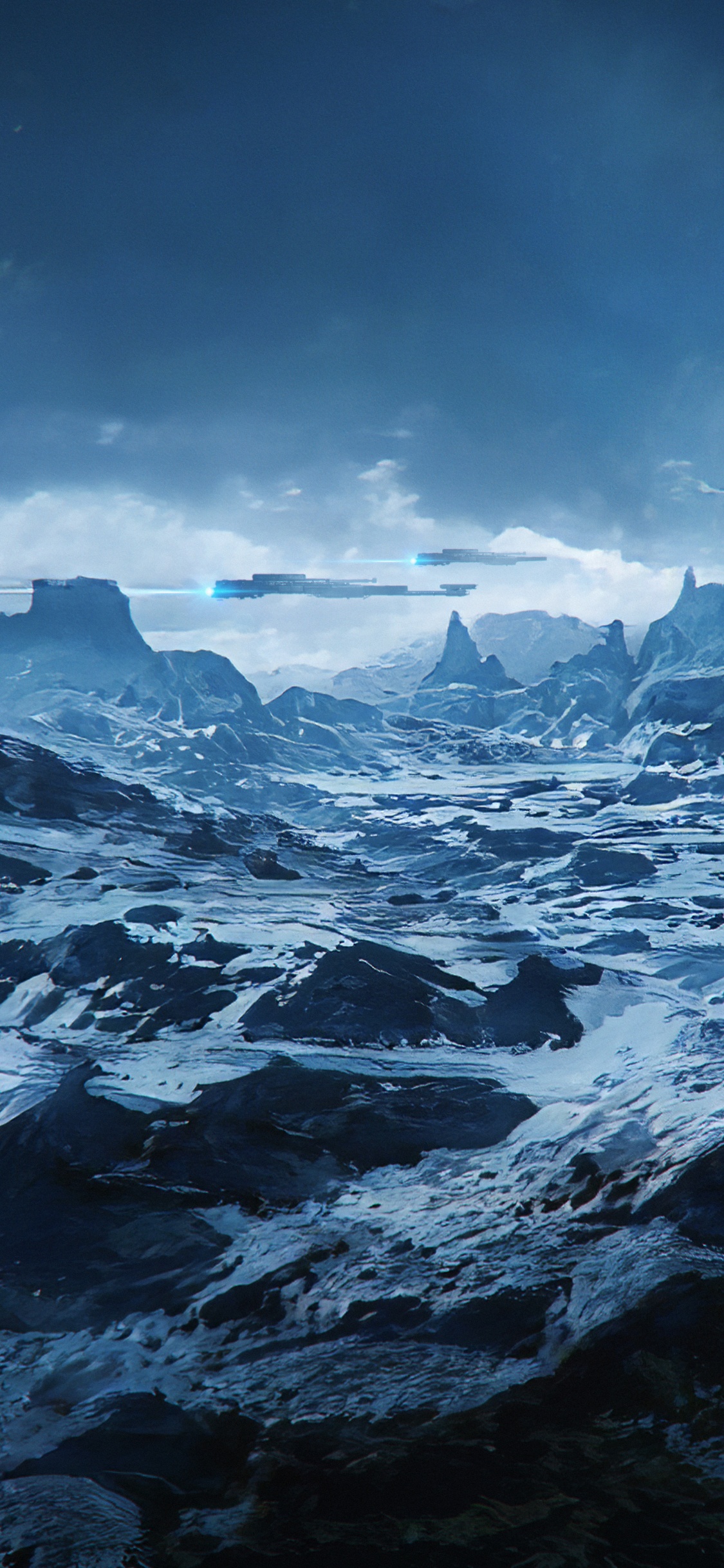 Обои Северный Ледовитый океан, облако, атмосфера, гора, природный ландшафт в разрешении 1125x2436