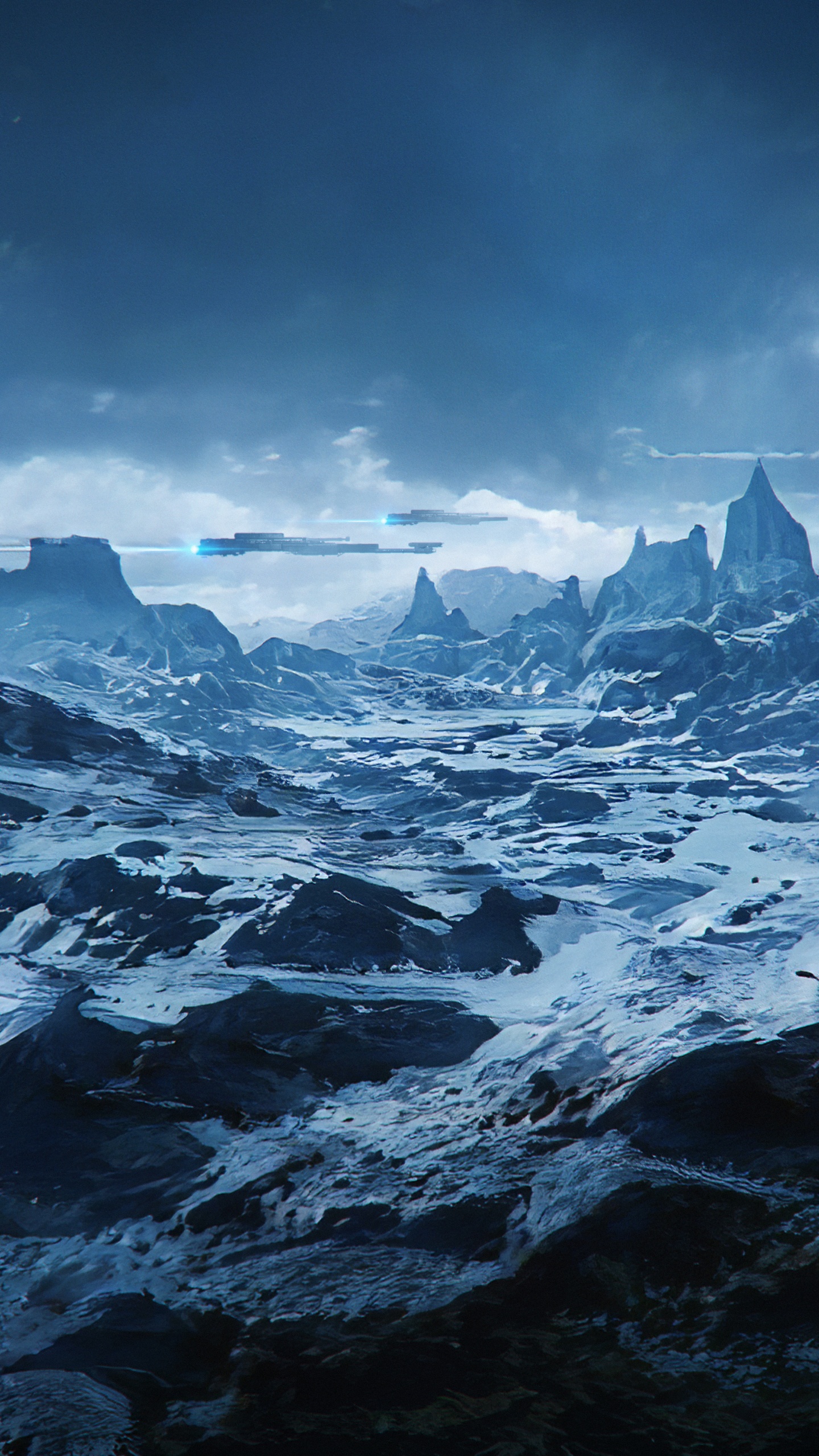 Обои Северный Ледовитый океан, облако, атмосфера, гора, природный ландшафт в разрешении 1440x2560