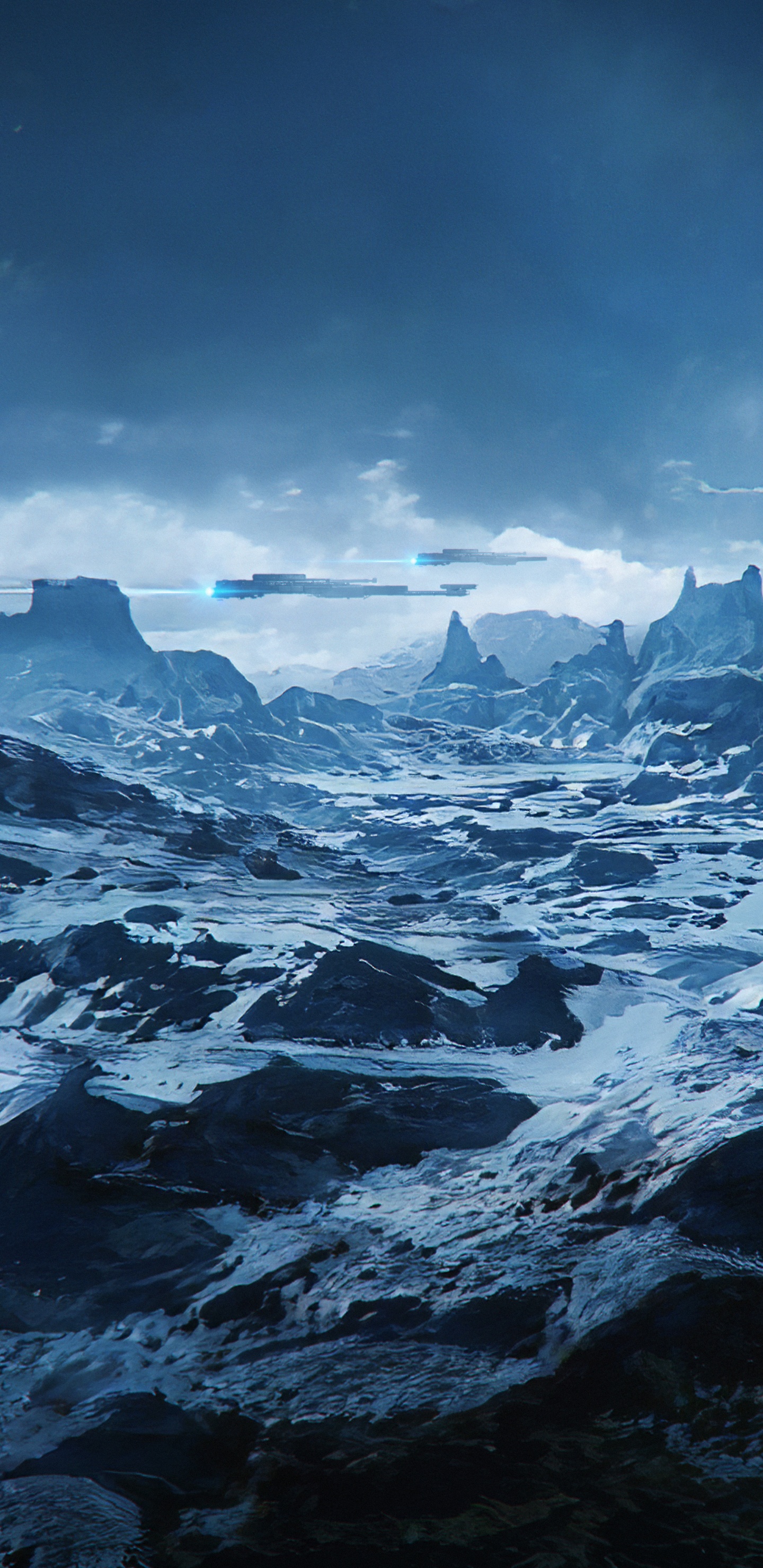 Обои Северный Ледовитый океан, облако, атмосфера, гора, природный ландшафт в разрешении 1440x2960