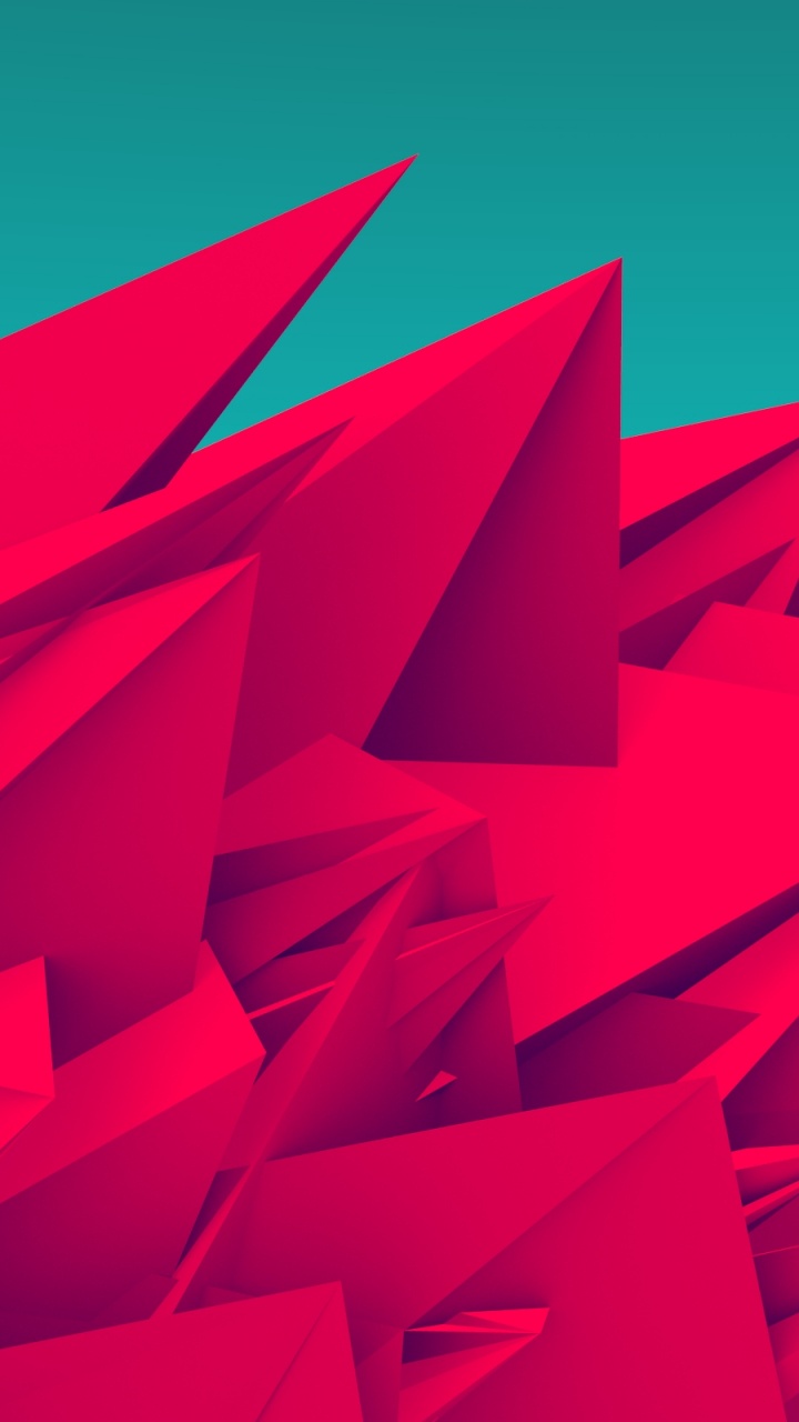 Обои красный цвет, треугольник, графика, шрифт, угол в разрешении 720x1280