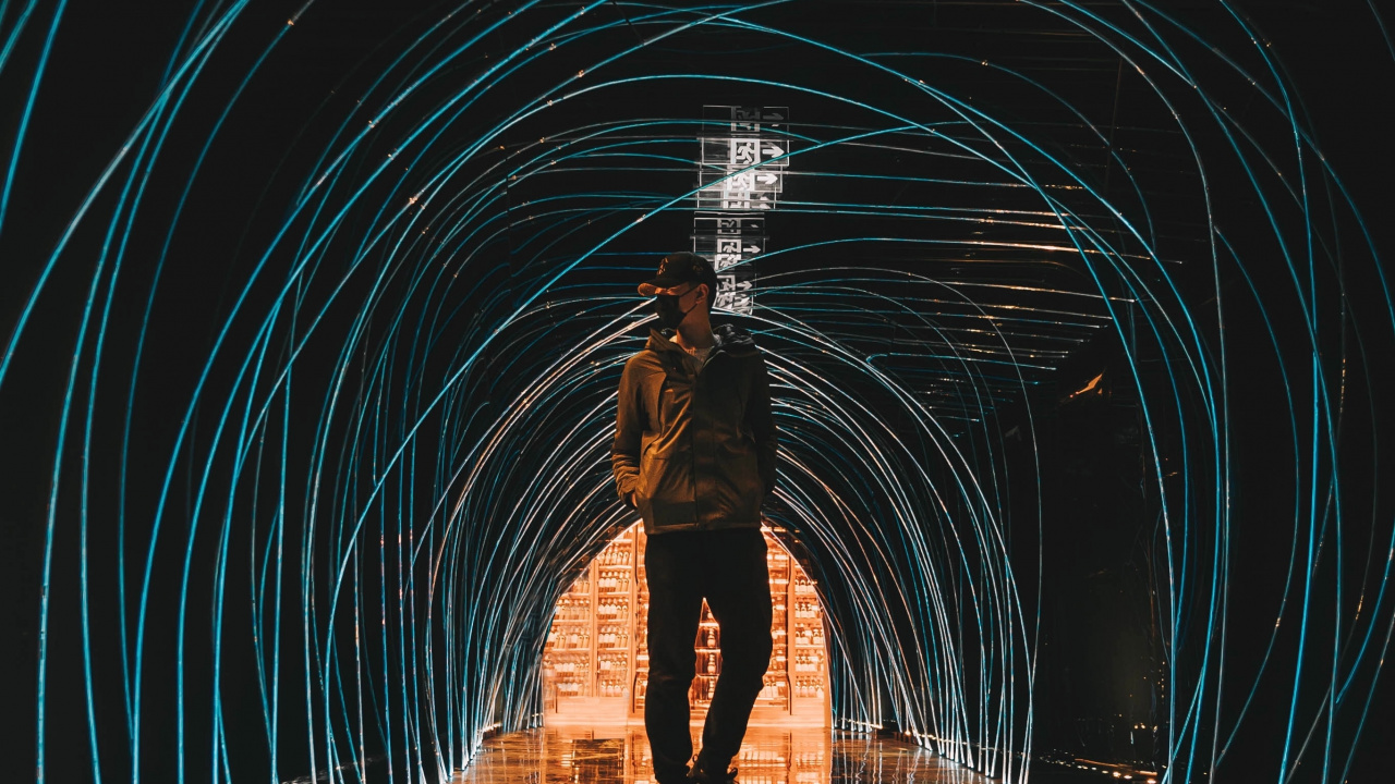 Обои туннель, инфраструктура, вода, ночь, Фестиваль Сигнала 2019 в разрешении 1280x720