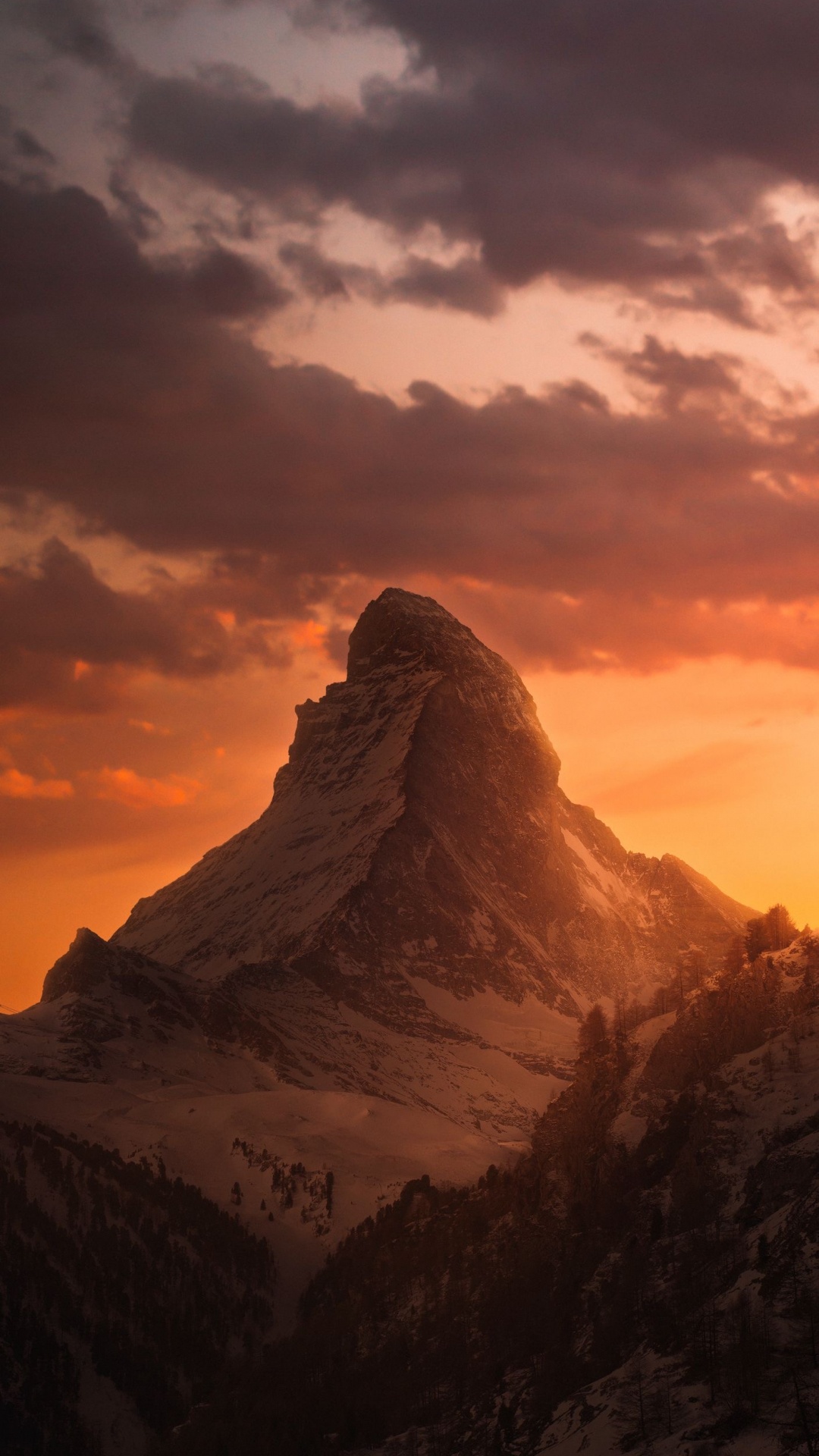 Обои гора, маттерхорн, природа, каменное озеленение, горный хребет в разрешении 1080x1920