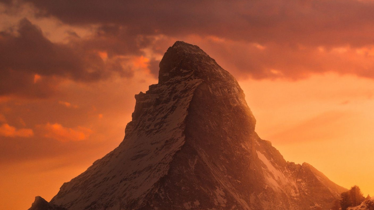 Обои гора, маттерхорн, природа, каменное озеленение, горный хребет в разрешении 1280x720