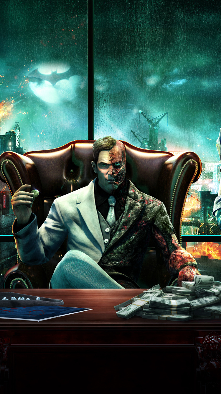 Обои женщина кошка, Бэтмен рыцарь аркхема, риддлер, Бэтмен, компьютерная игра в разрешении 750x1334