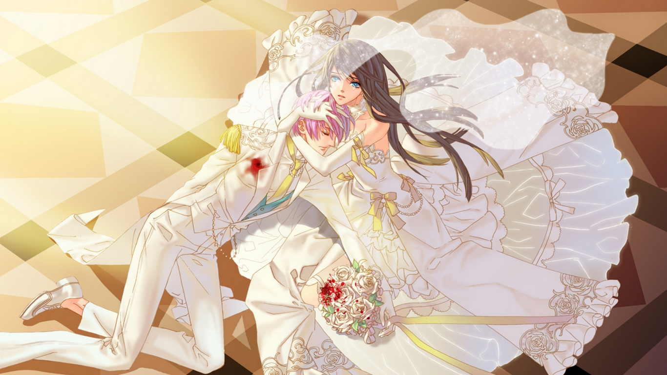 Обои аниме, жених, свадьба, иллюстрация, белые в разрешении 1366x768