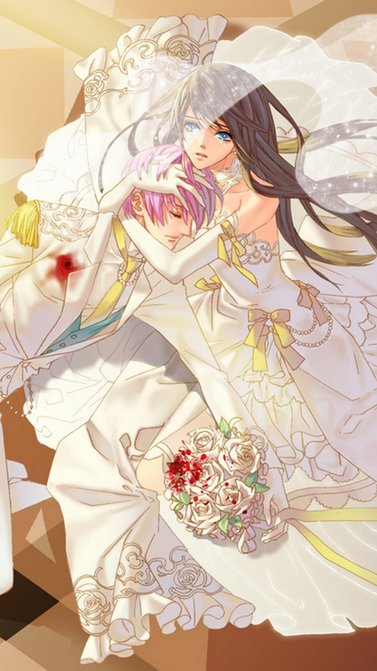 Обои аниме, жених, свадьба, иллюстрация, белые в разрешении 750x1334