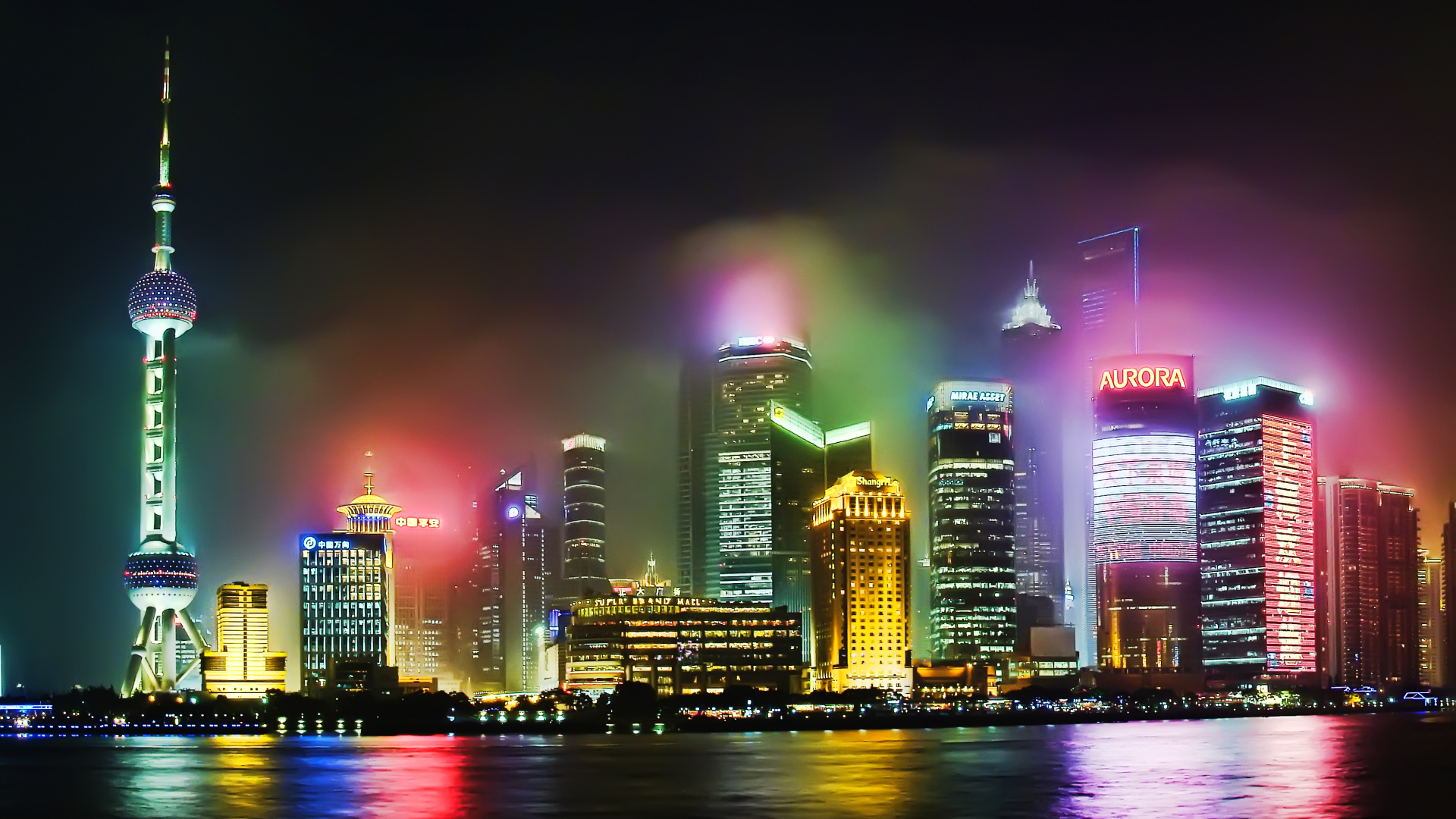 Обои район пудун, город, городской пейзаж, метрополия, линия горизонта в разрешении 1920x1080