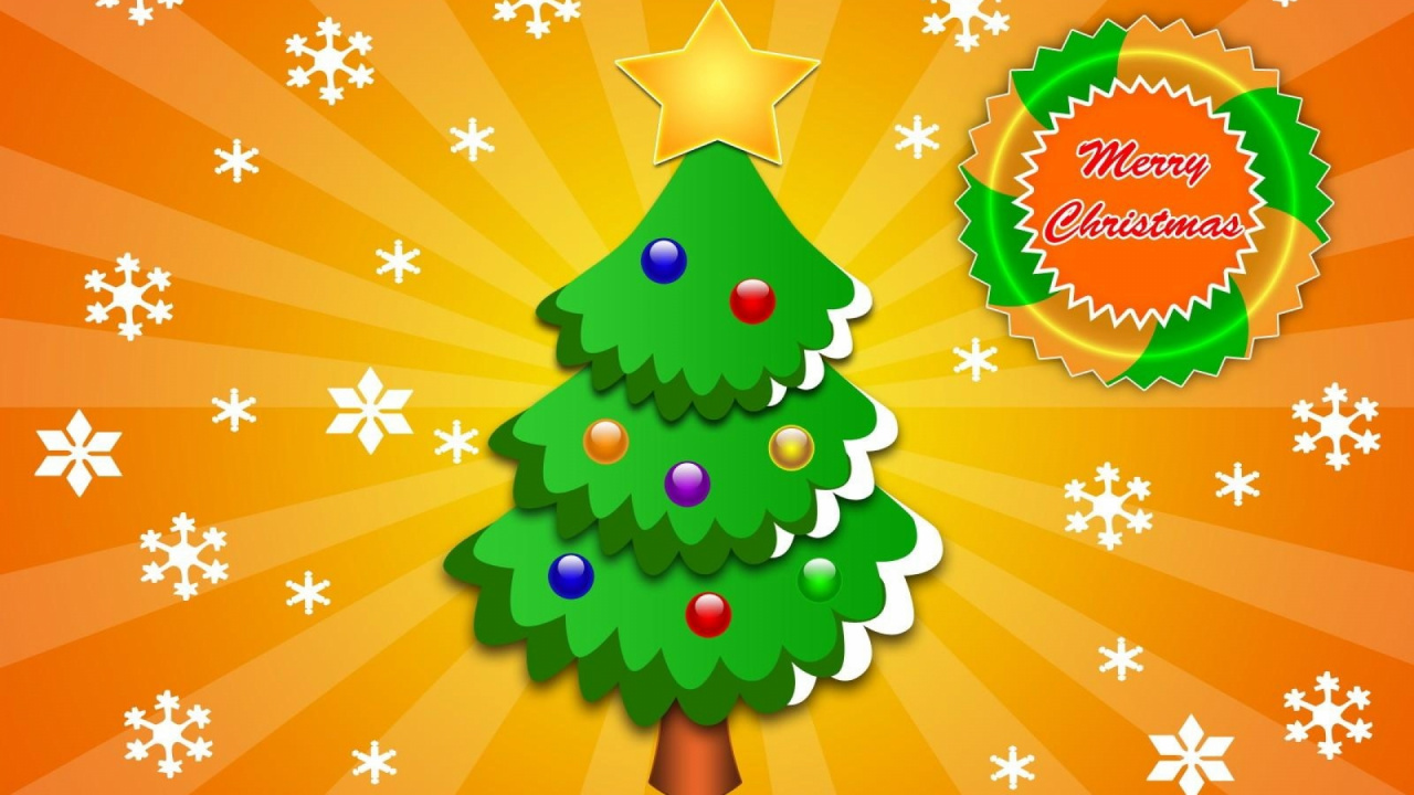 Обои елка, Снежинка, Рождественские украшения, хвойное дерево, ель в разрешении 1280x720