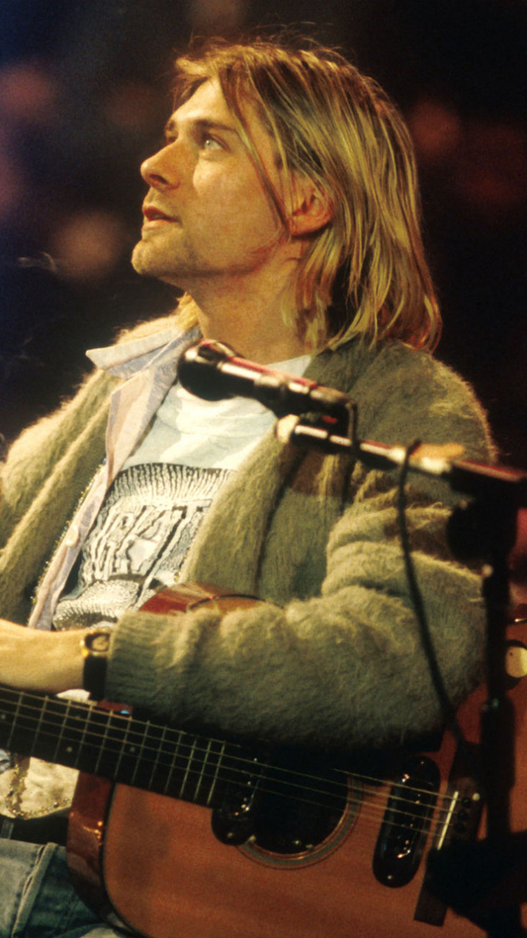 Обои нирвана, музыкант, музыка, гитара, струнный инструмент в разрешении 750x1334