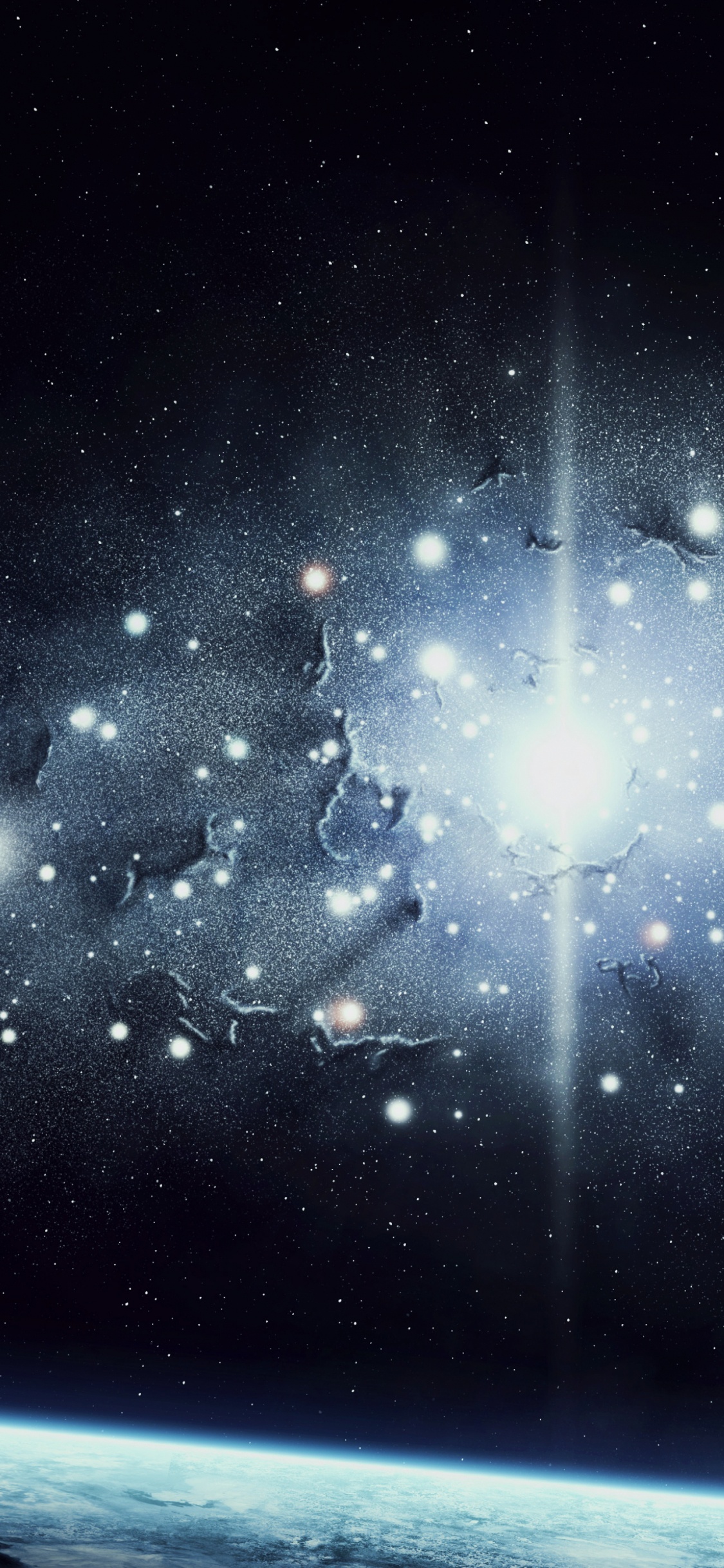 Обои Галактика, космическое пространство, астрономический объект, небо, тьма в разрешении 1125x2436