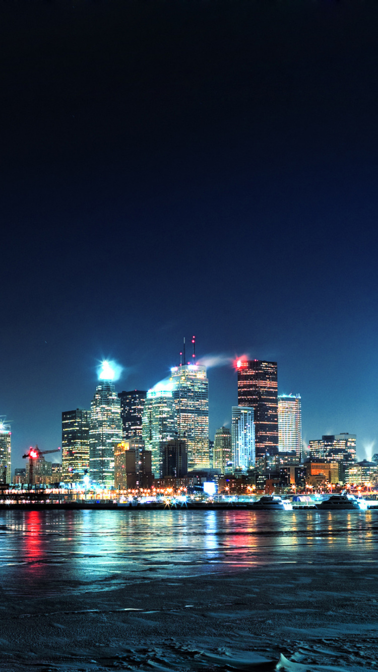 Обои ночь, ориентир, город, городской пейзаж, метрополия в разрешении 750x1334