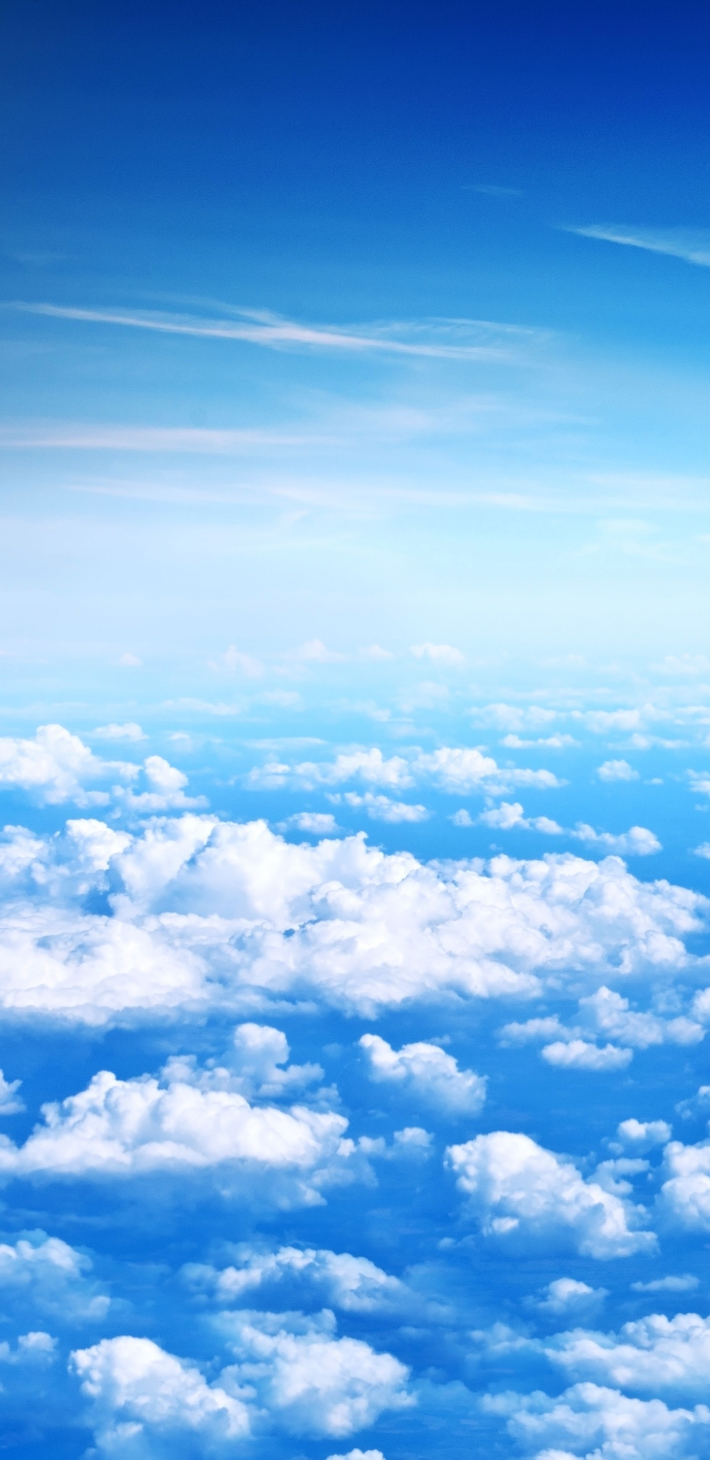 Обои атмосфера, дневное время, облако, синий, горизонт в разрешении 1440x2960